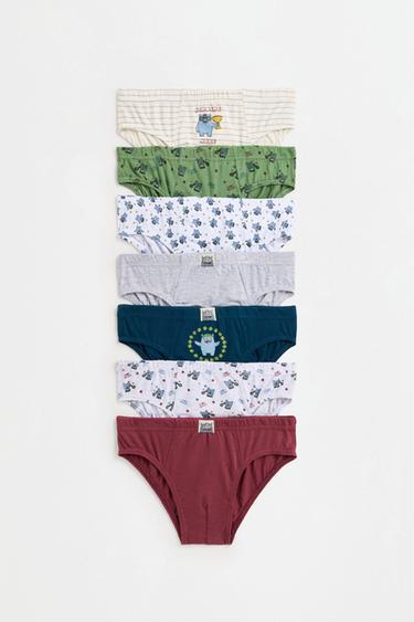 7-Pack Monster Briefs — ECRU/GREEN 1