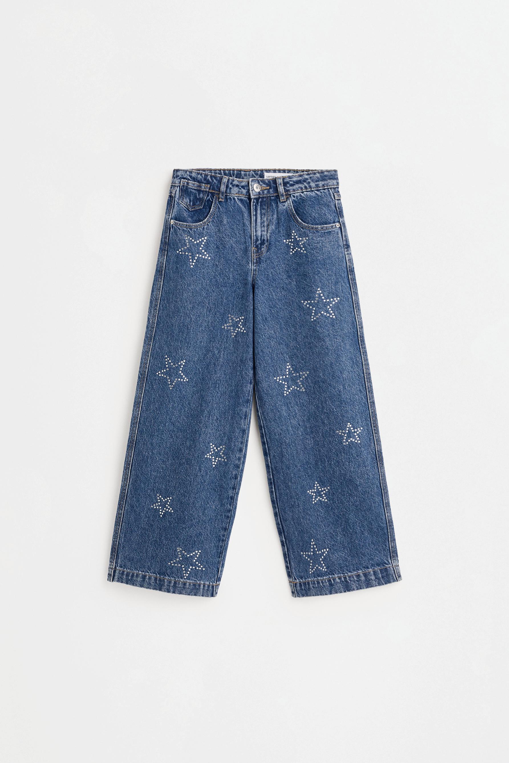 Wide-leg jeans with rhinestones — DARK BLUE