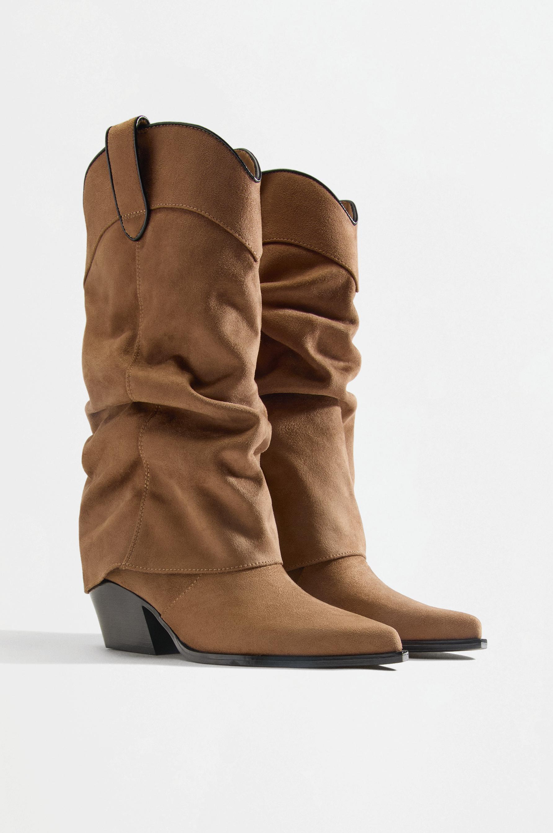 Slouchy western boots — BROWN