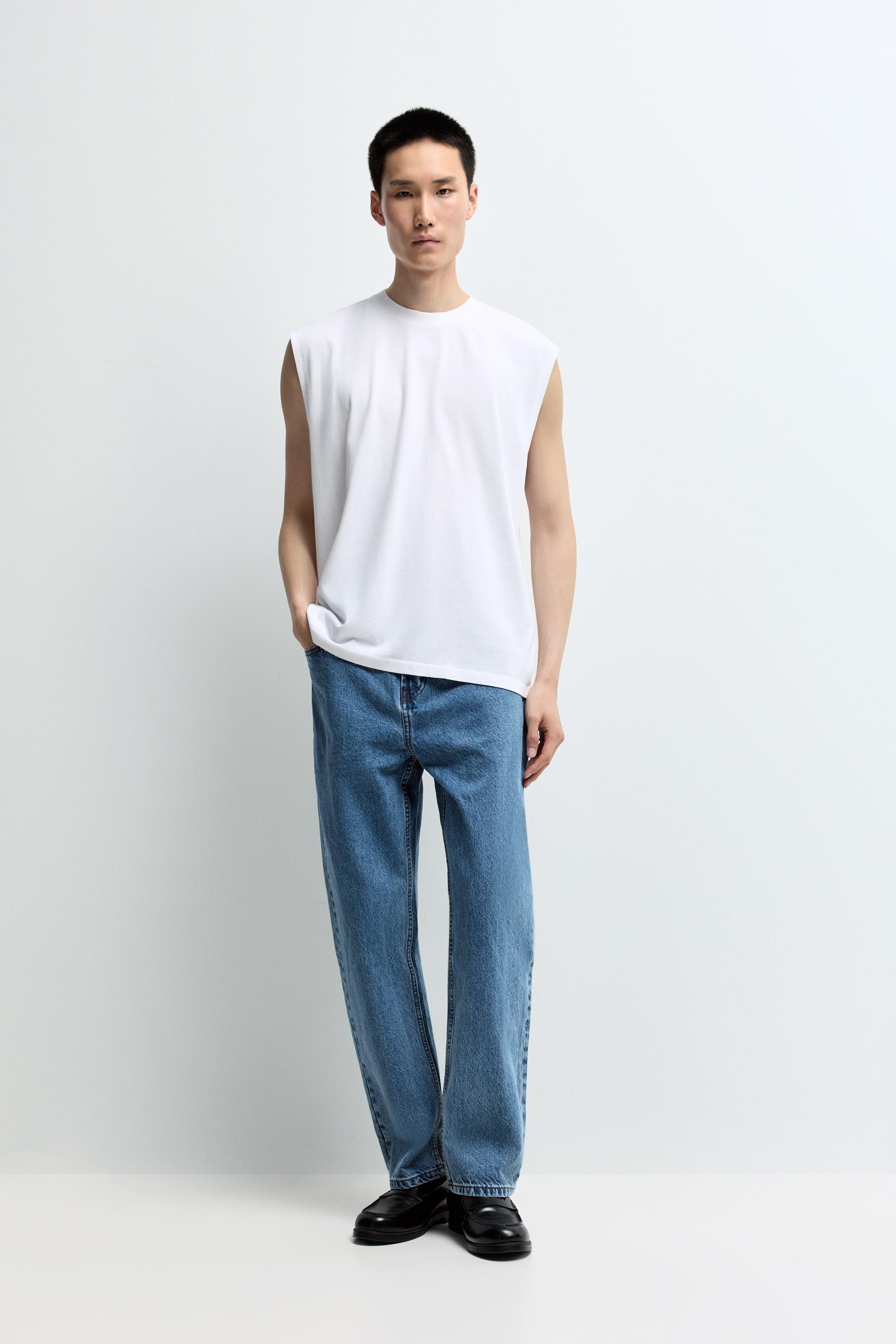 Faded-effect sleeveless T-shirt — OFF WHITE