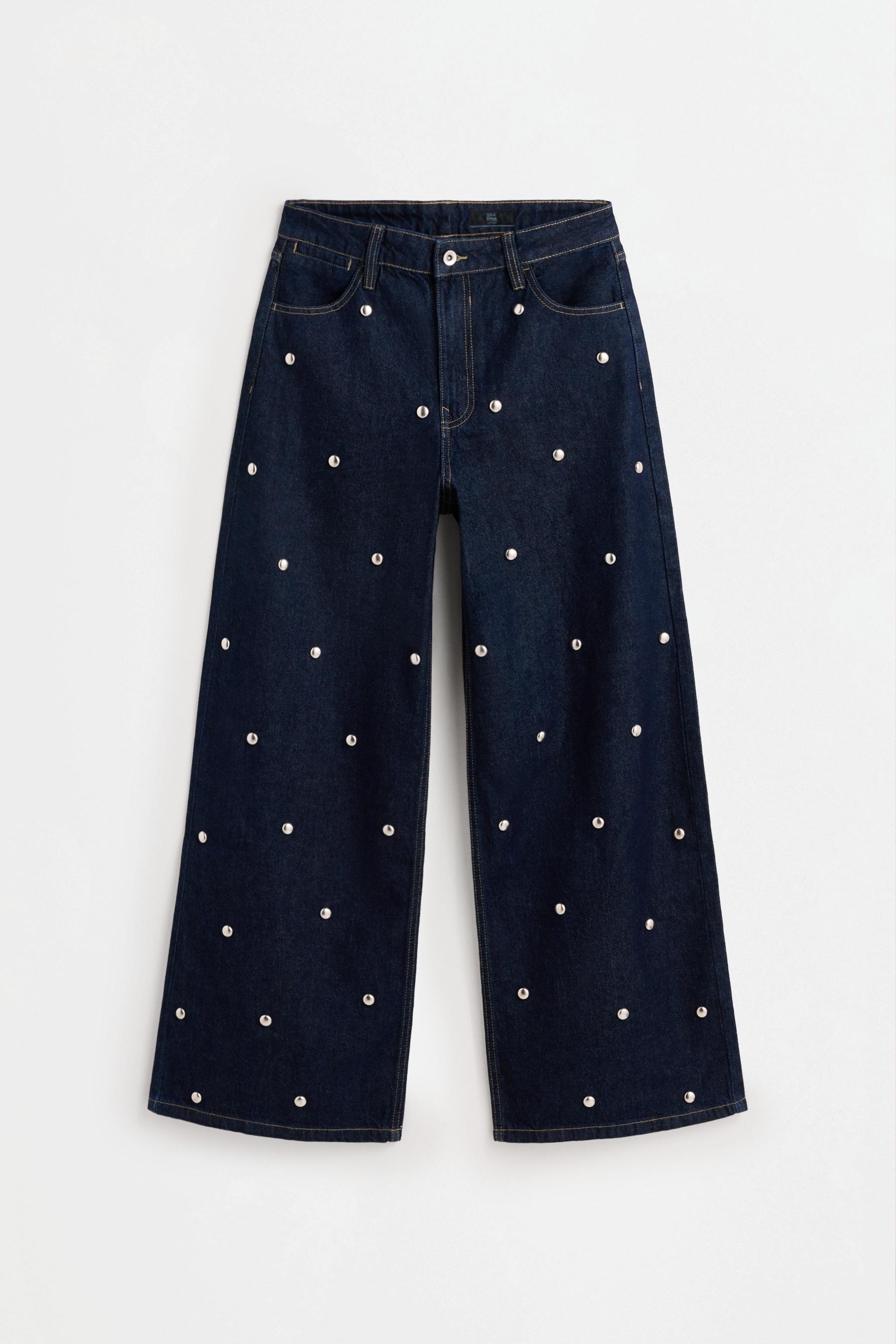 Studded wide-leg jeans — NAVY