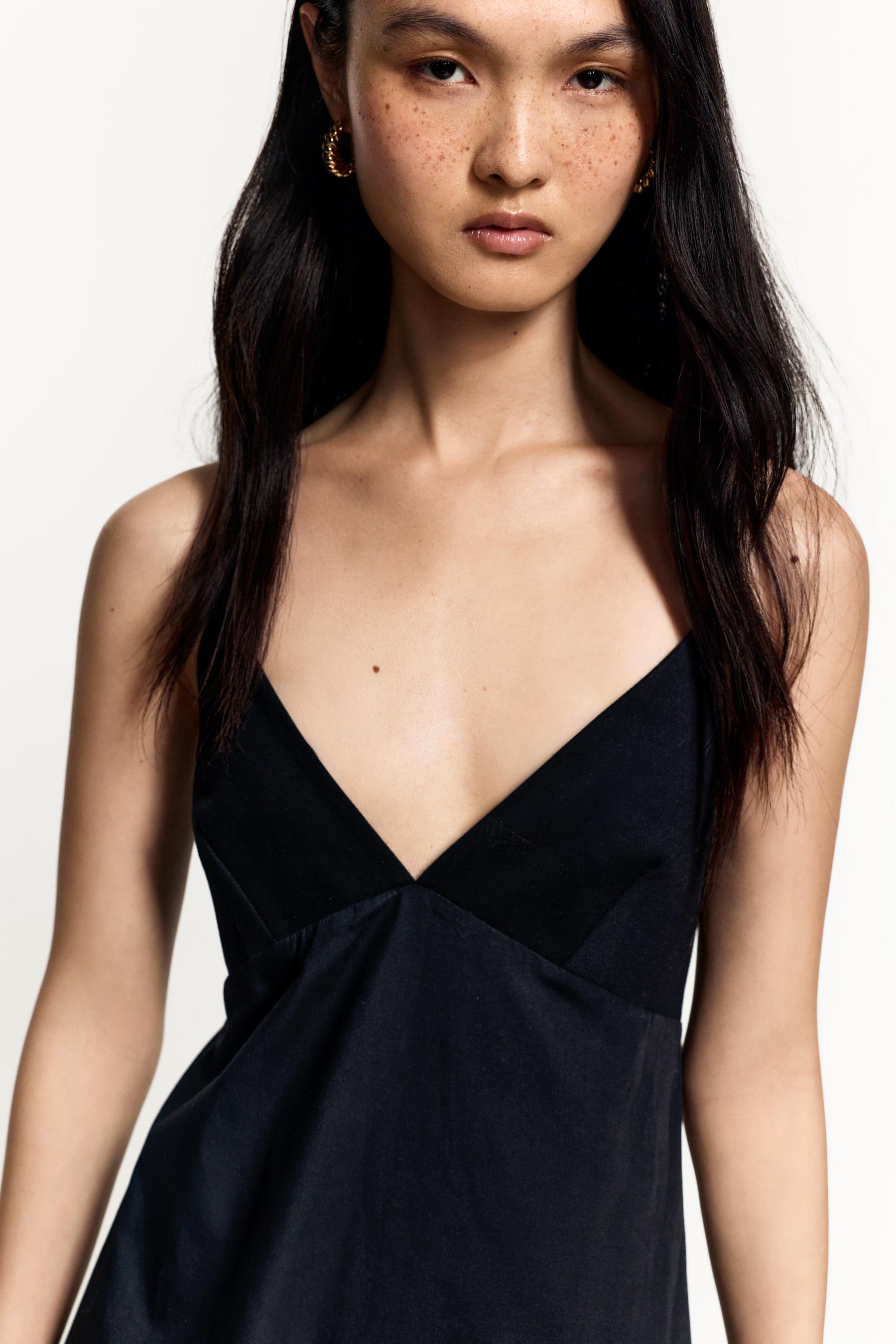 Midi dress with straps — BLACK
