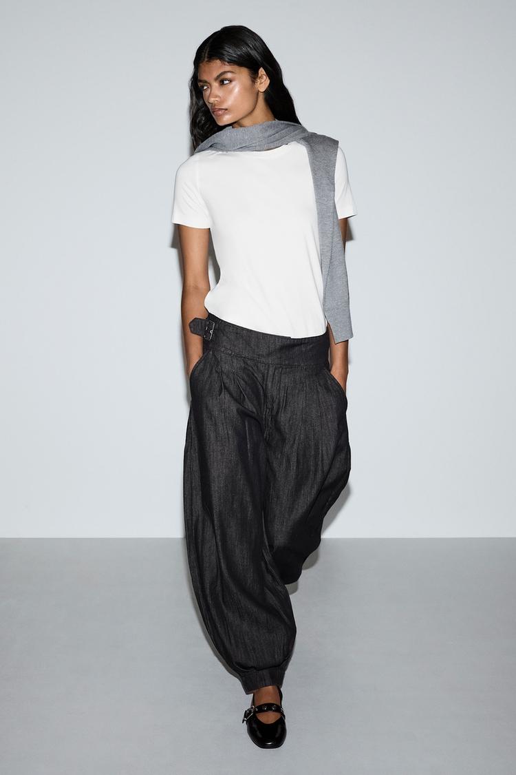 Sarouel trousers with buckle — BLACK