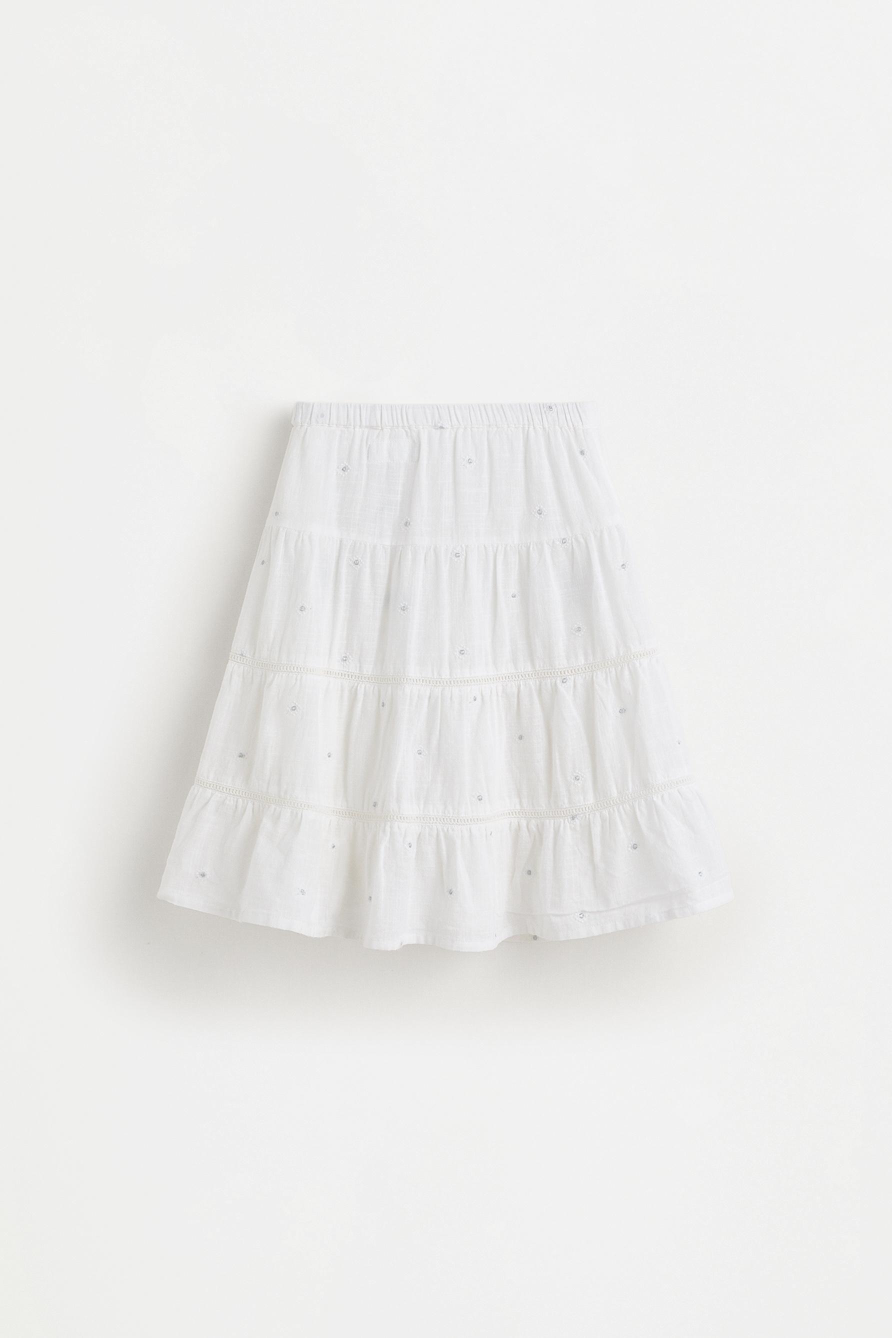 Embroidered sequin skirt — WHITE