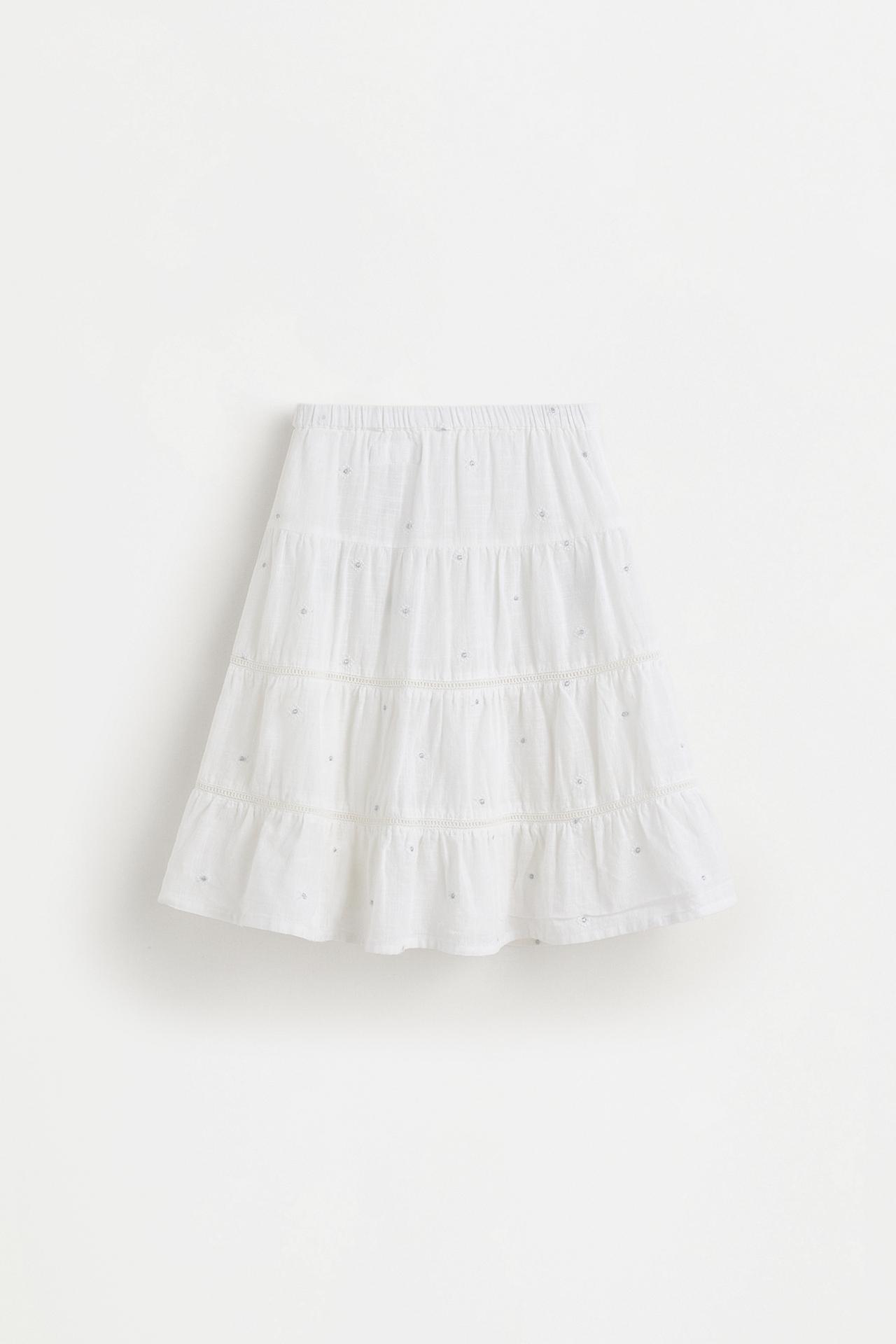 Embroidered sequin skirt — WHITE