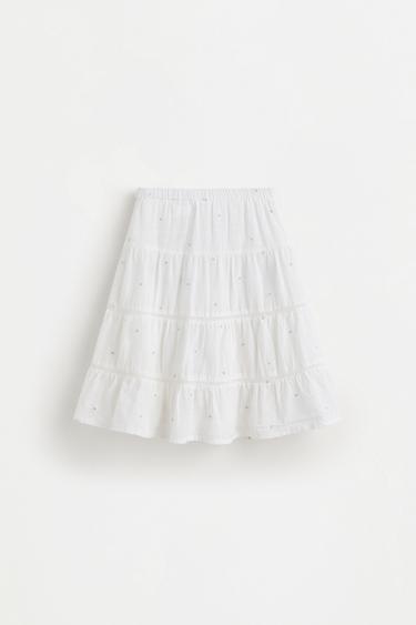 Embroidered sequin skirt — WHITE 2