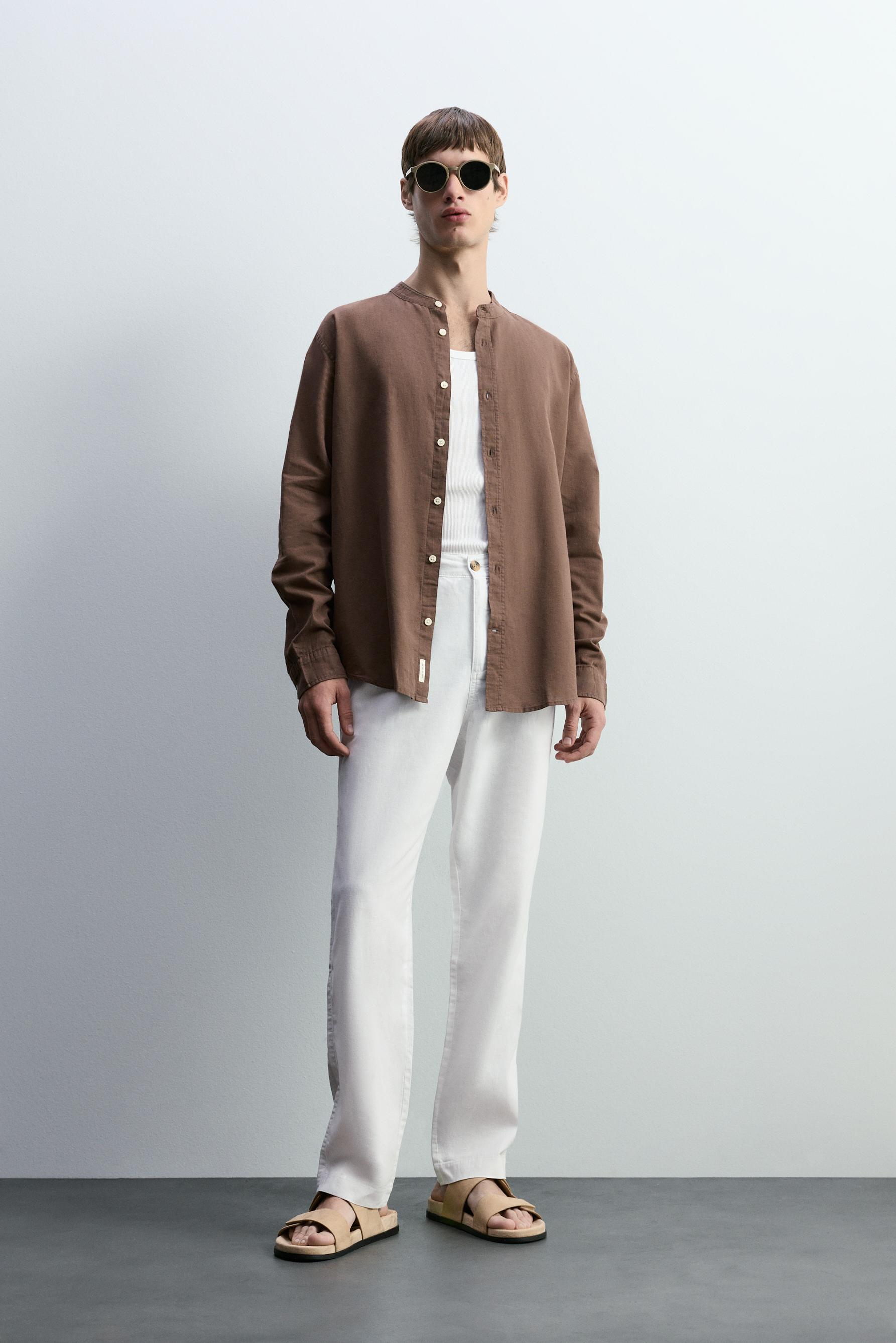 Cotton - linen smart trousers — WHITE