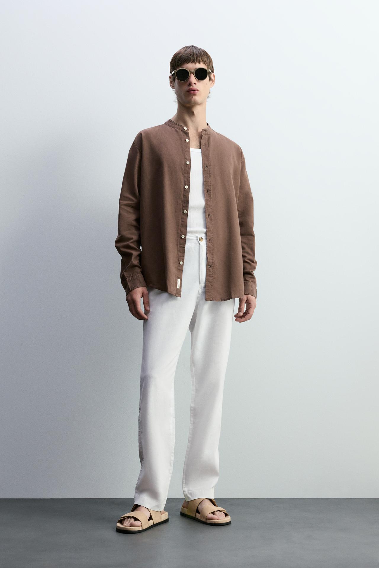 Cotton - linen smart trousers — WHITE