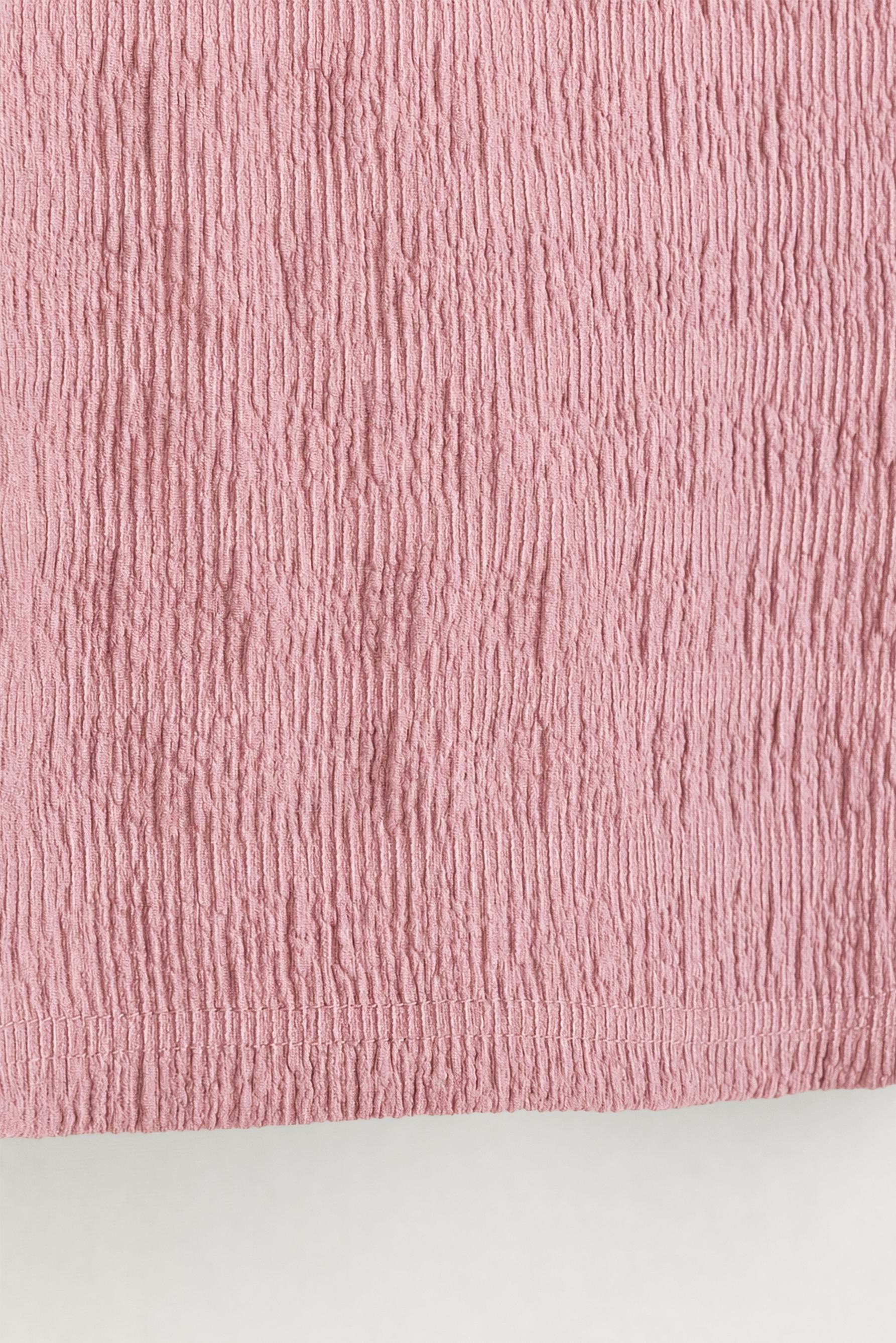 Crinkle ruffle T-shirt — PALE PINK