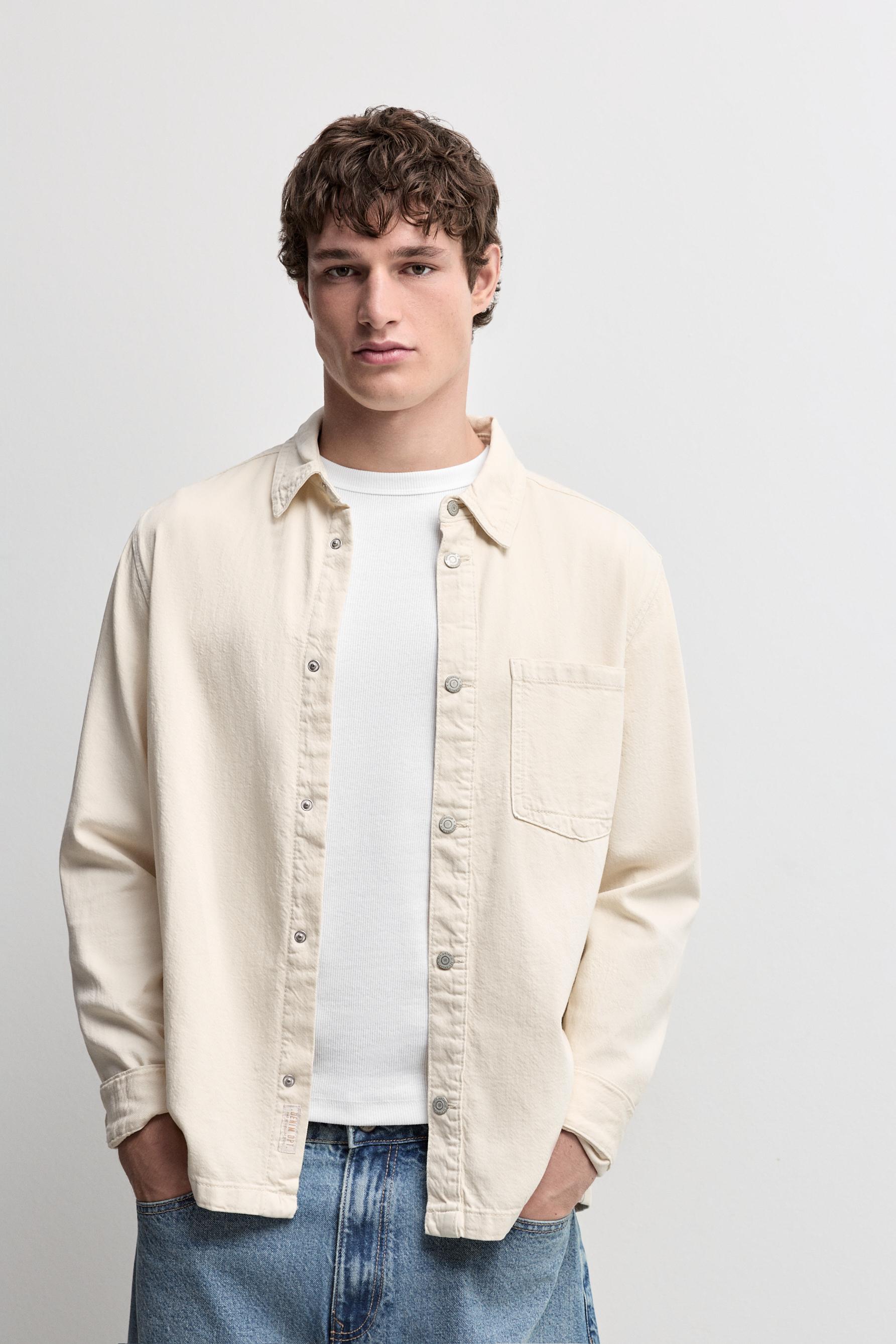 Lightweight denim overshirt — ECRU