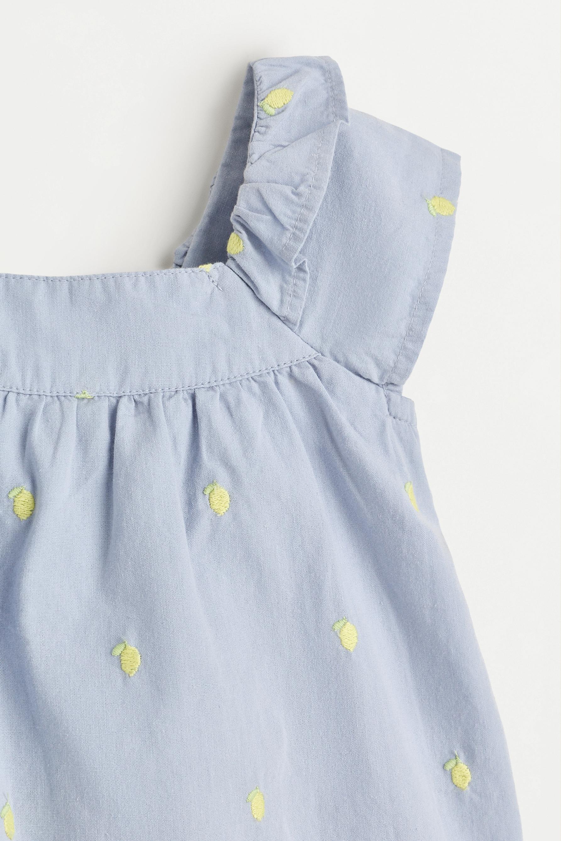 Cherry embroidered blouse and shorts co-ord — LAVENDER BLUE