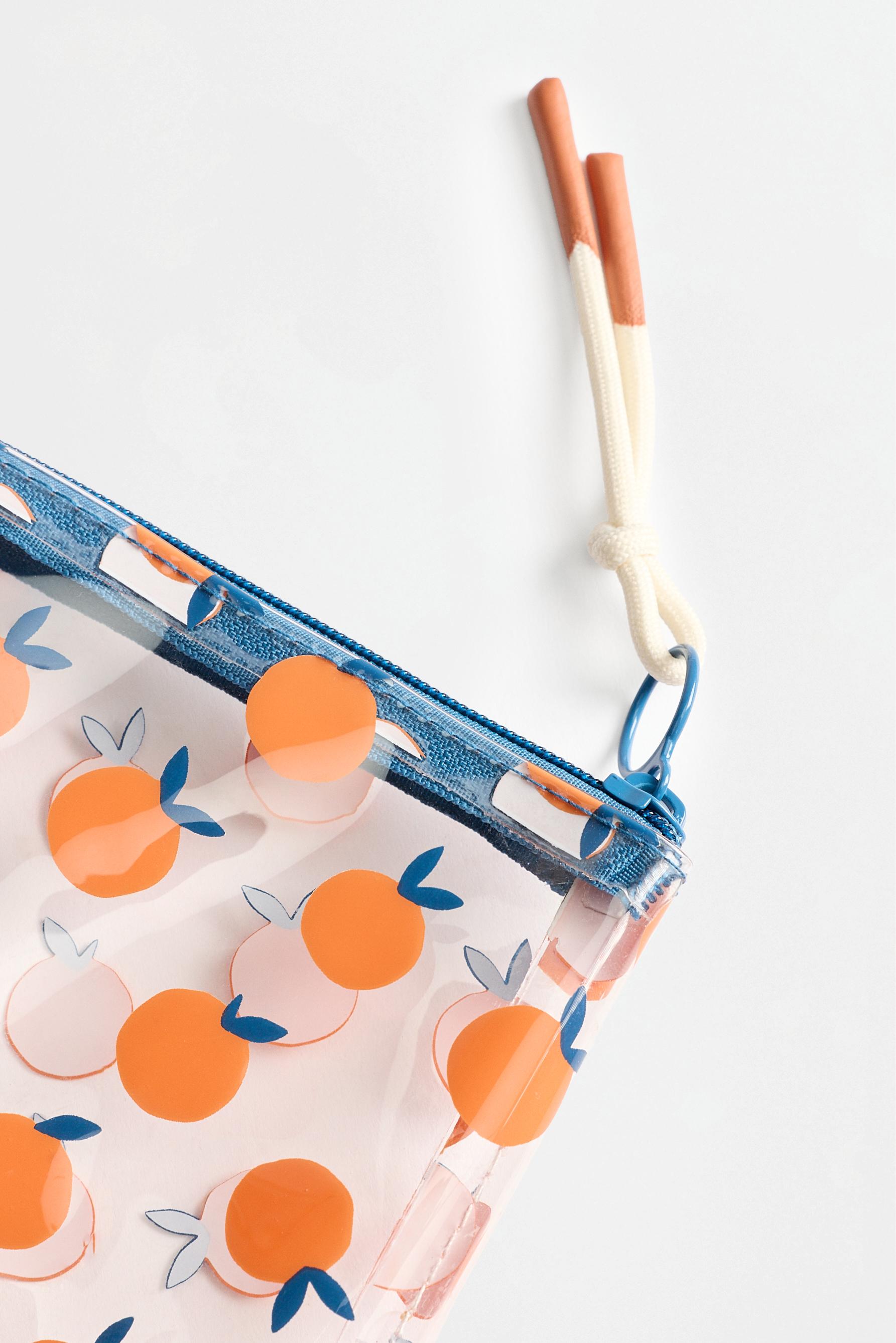 Orange print toiletry bag — BLUE/WHITE
