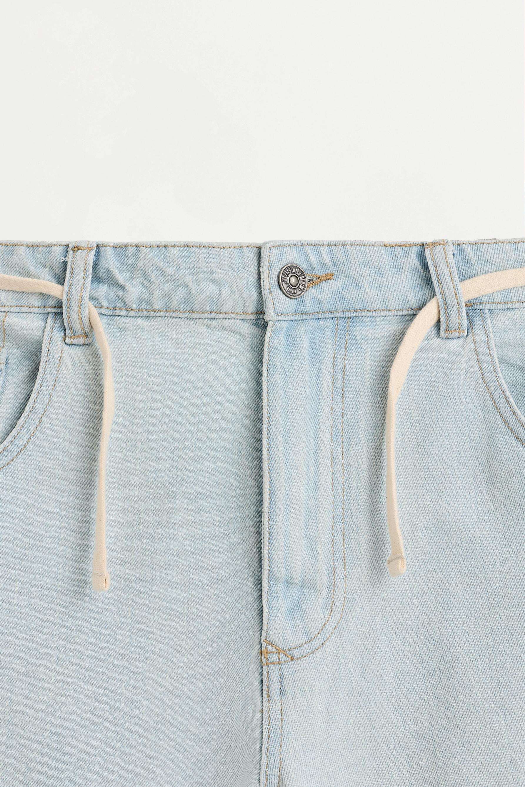 Denim Bermuda shorts with belt — SKY BLUE