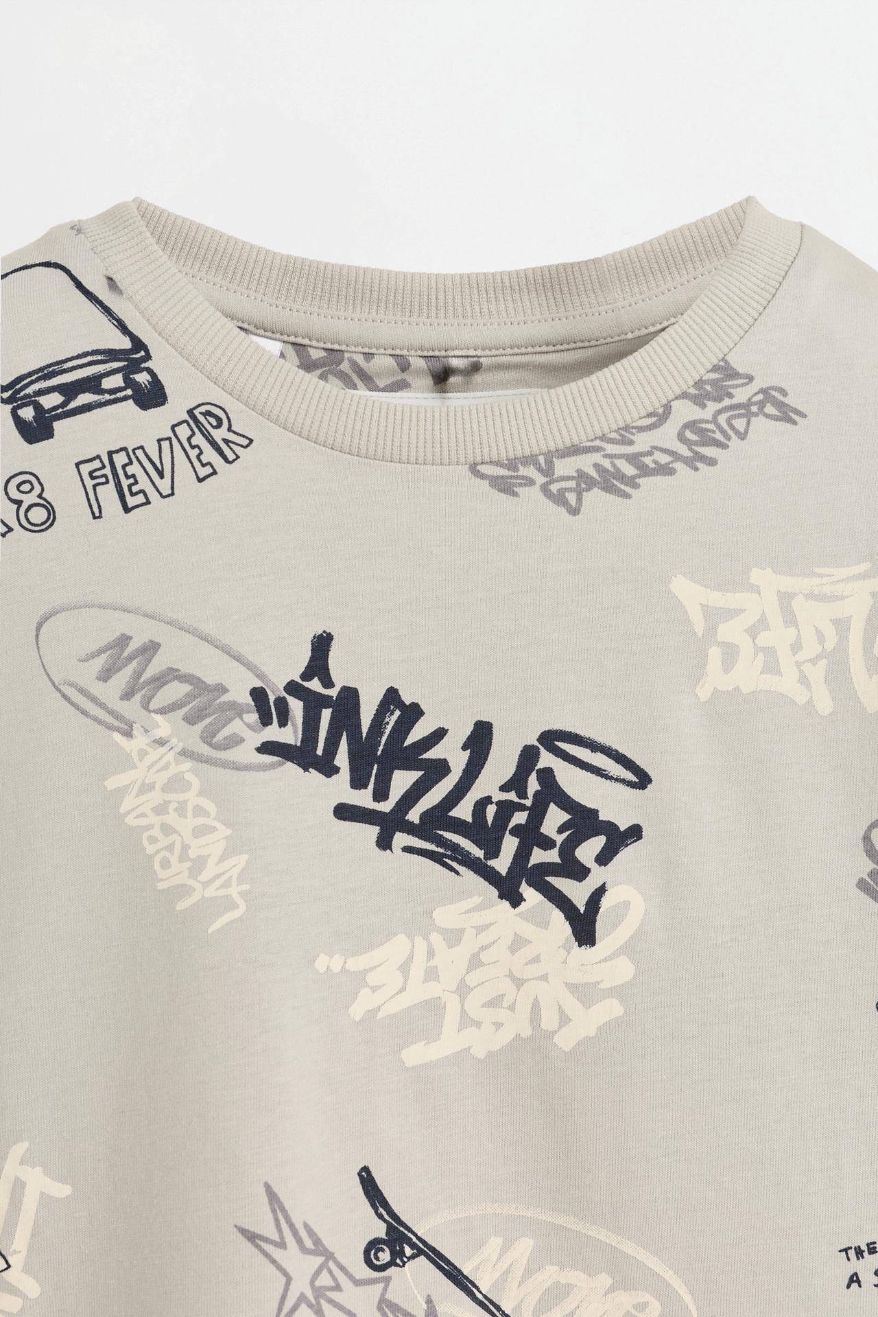 Long printed pyjamas — PALE GREY