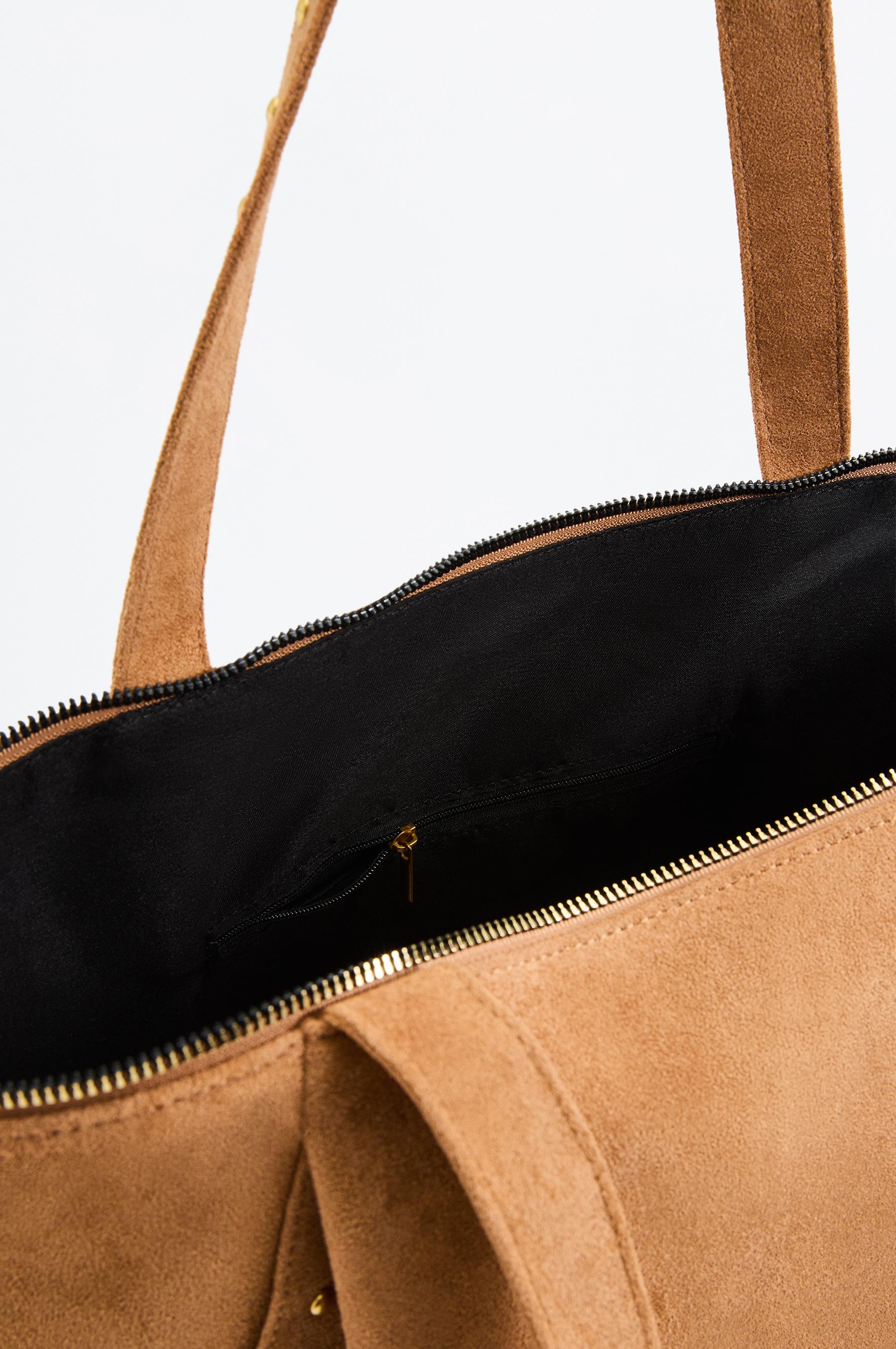 Faux suede shopper bag — CAMEL