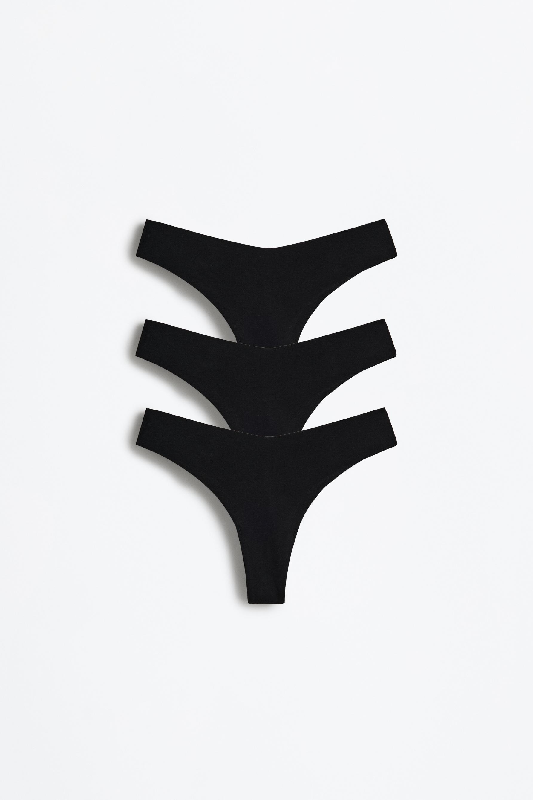 3-pack of cotton thongs — BLACK