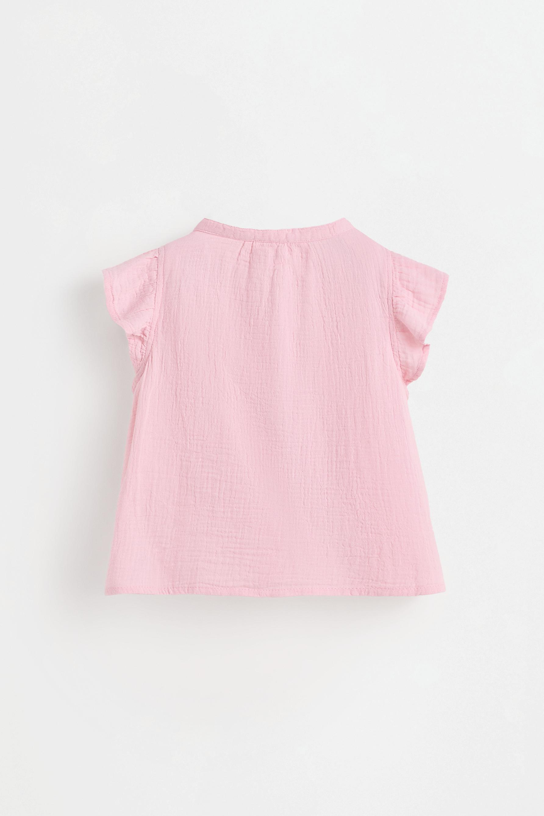 Double gauze ruffled blouse — PINK
