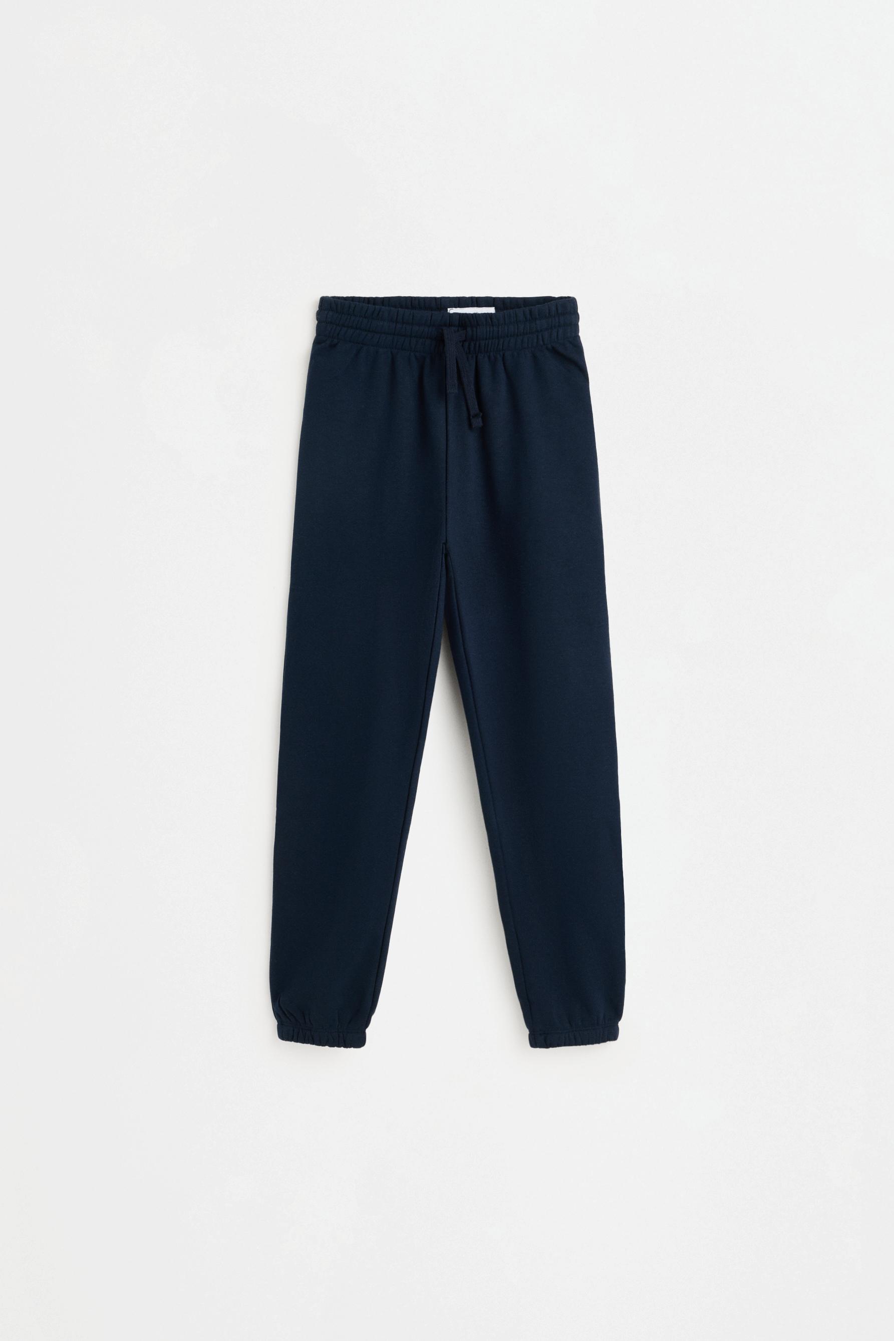 Solid plush trousers — NAVY