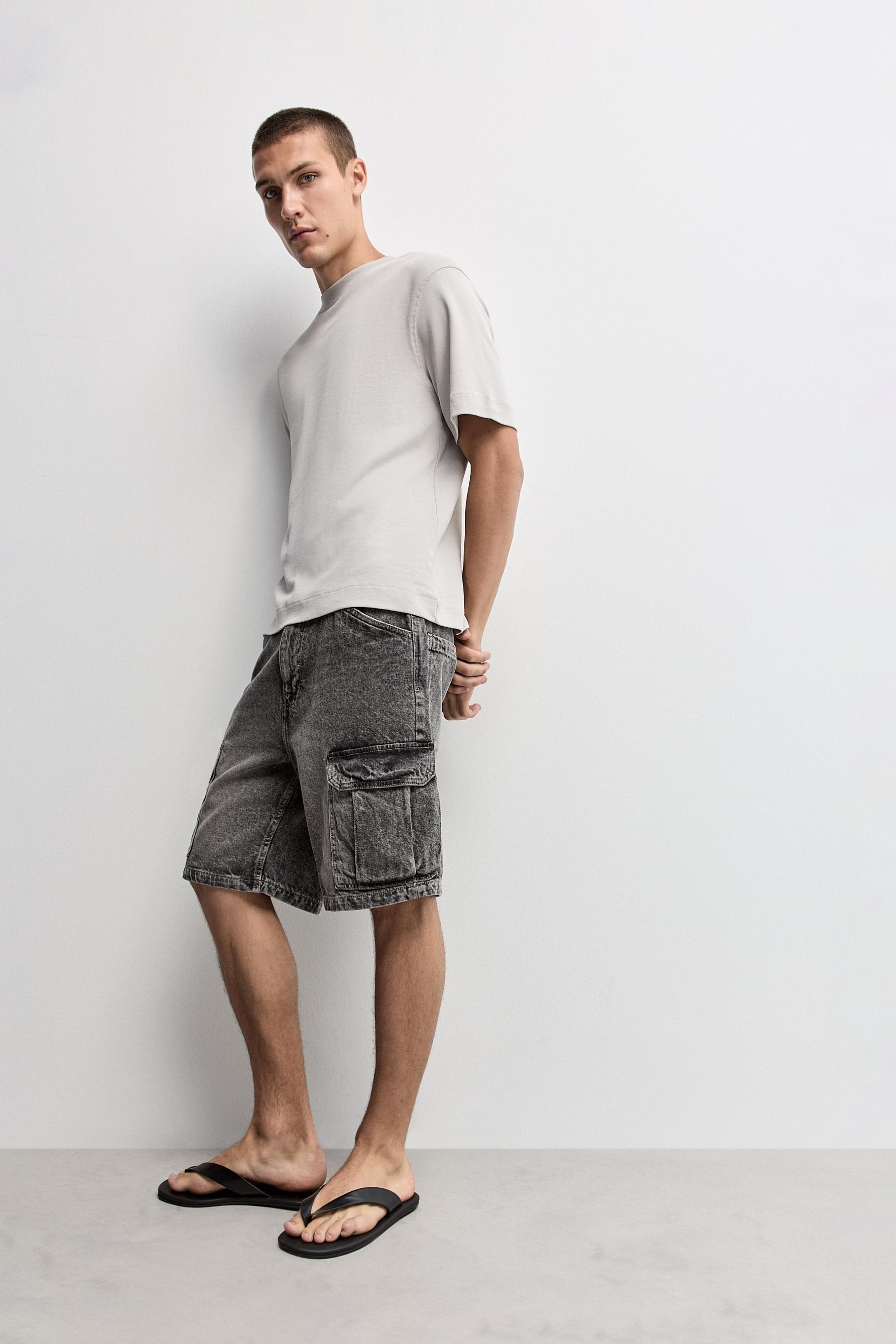 Denim cargo Bermuda shorts — CHARCOAL