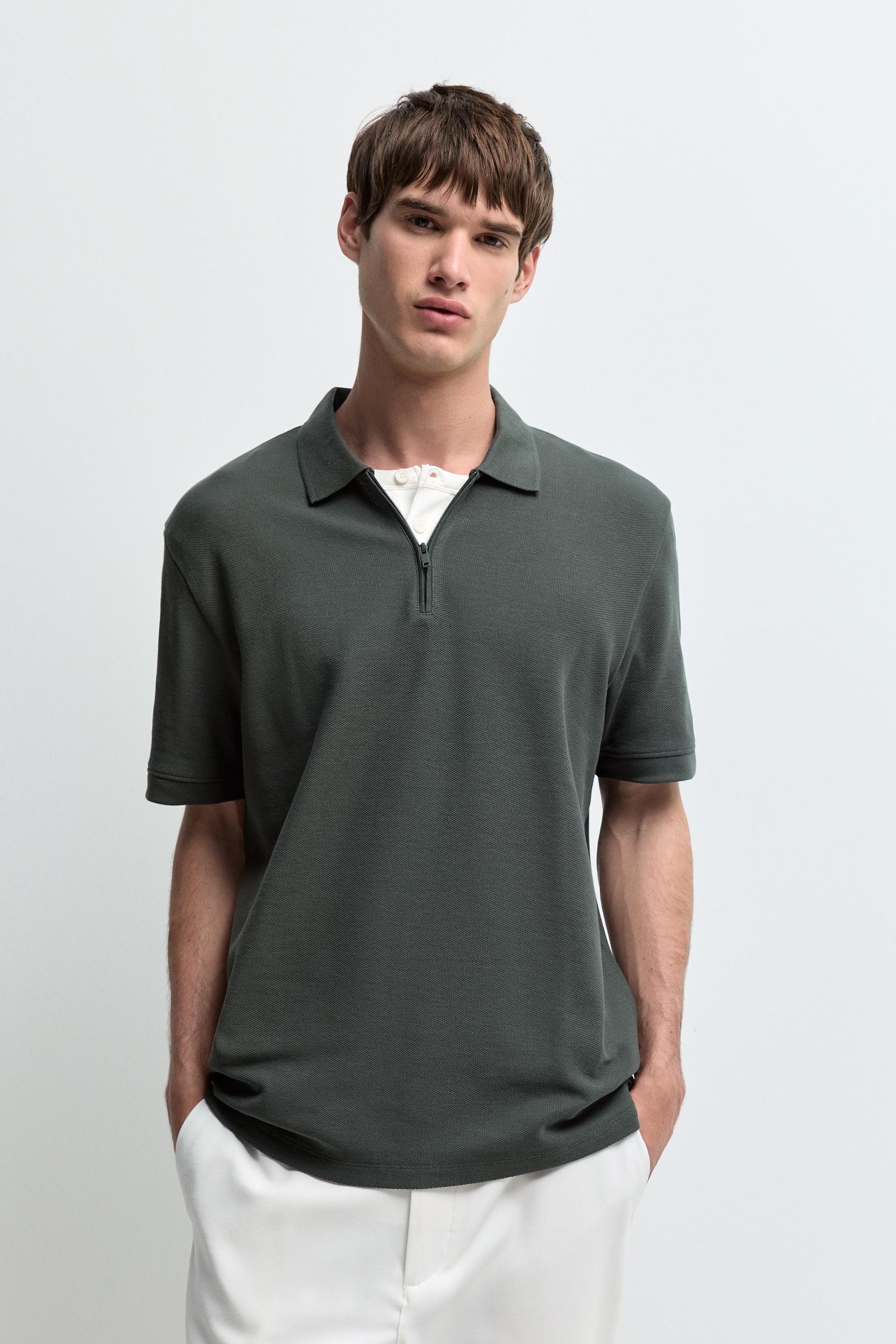 Polo textura cremallera