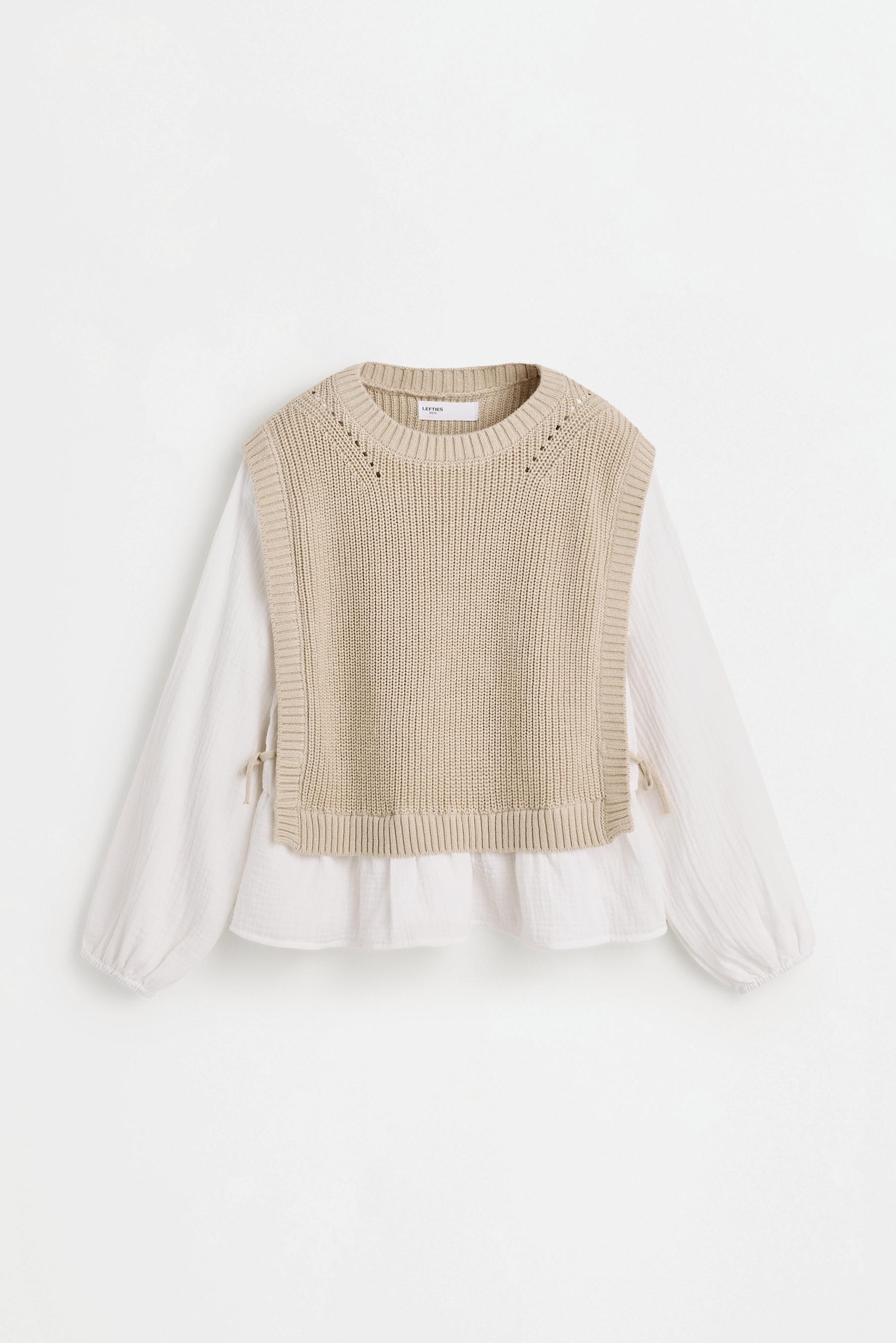 Knit Vest and Blouse Co-ord — SAND