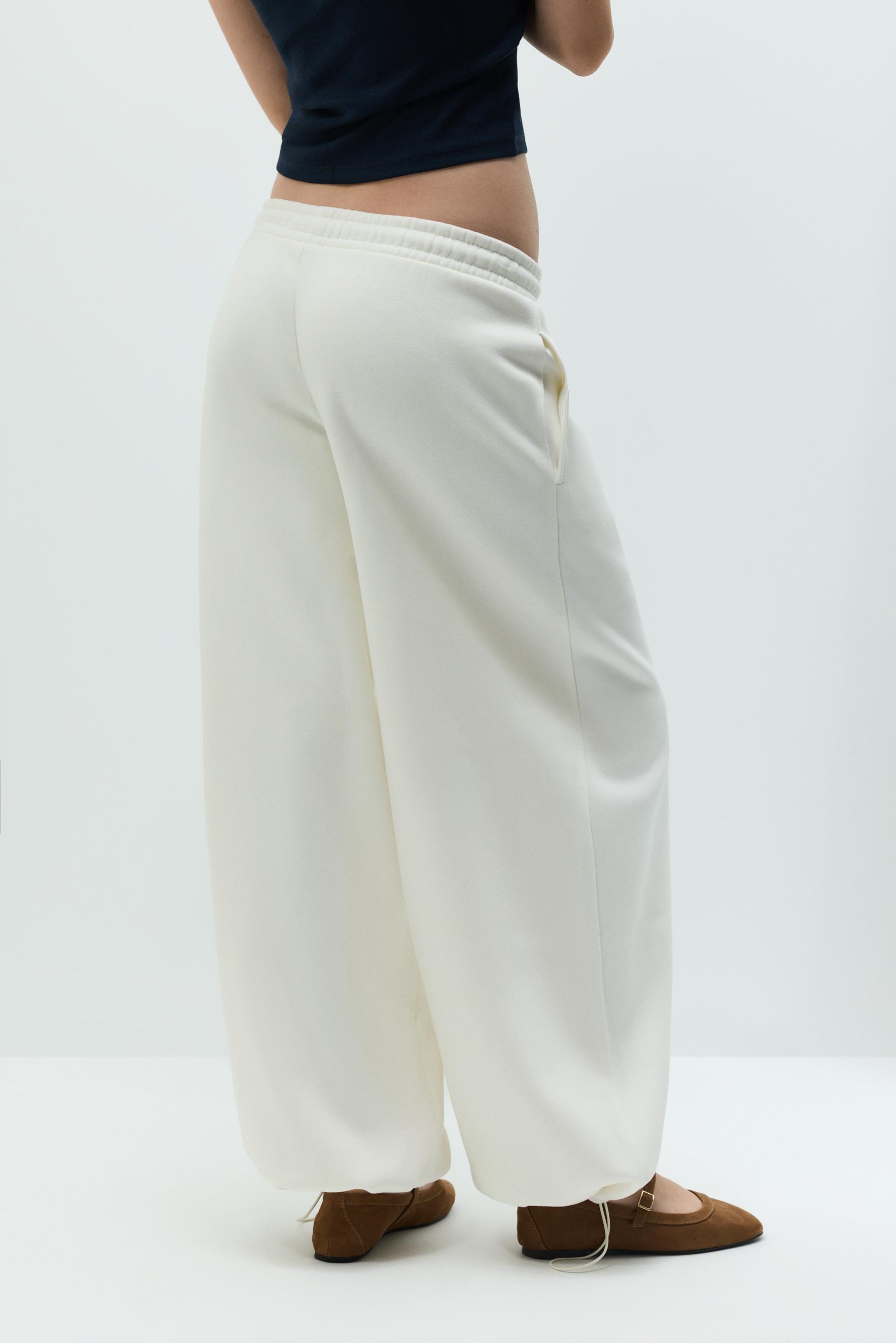 Plush barrel trousers — ECRU
