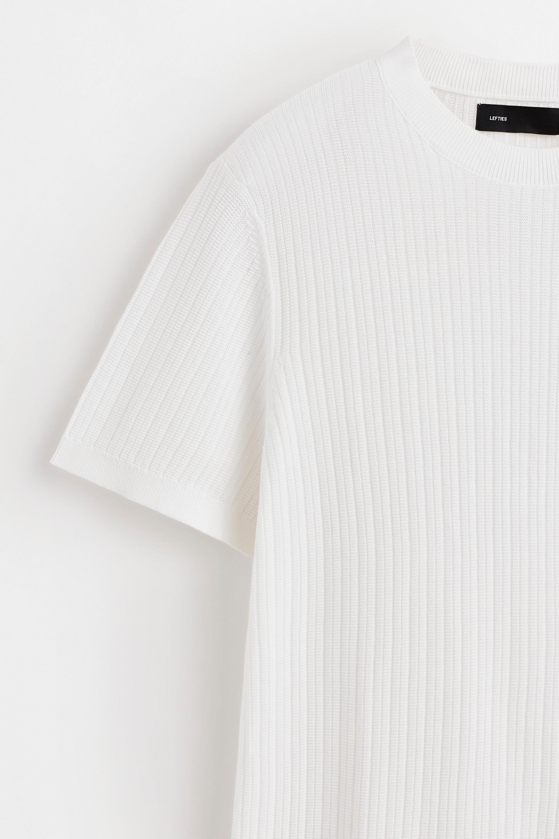 Ribbed knit T-shirt — WHITE