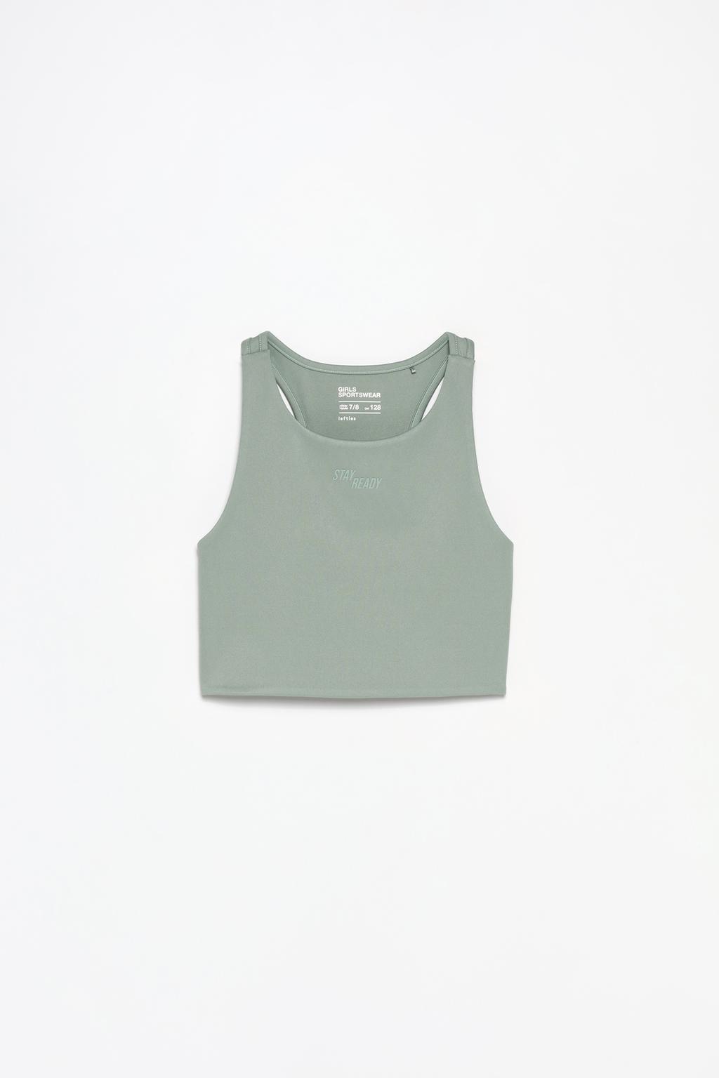 Ribbed sports top with rubberised slogan