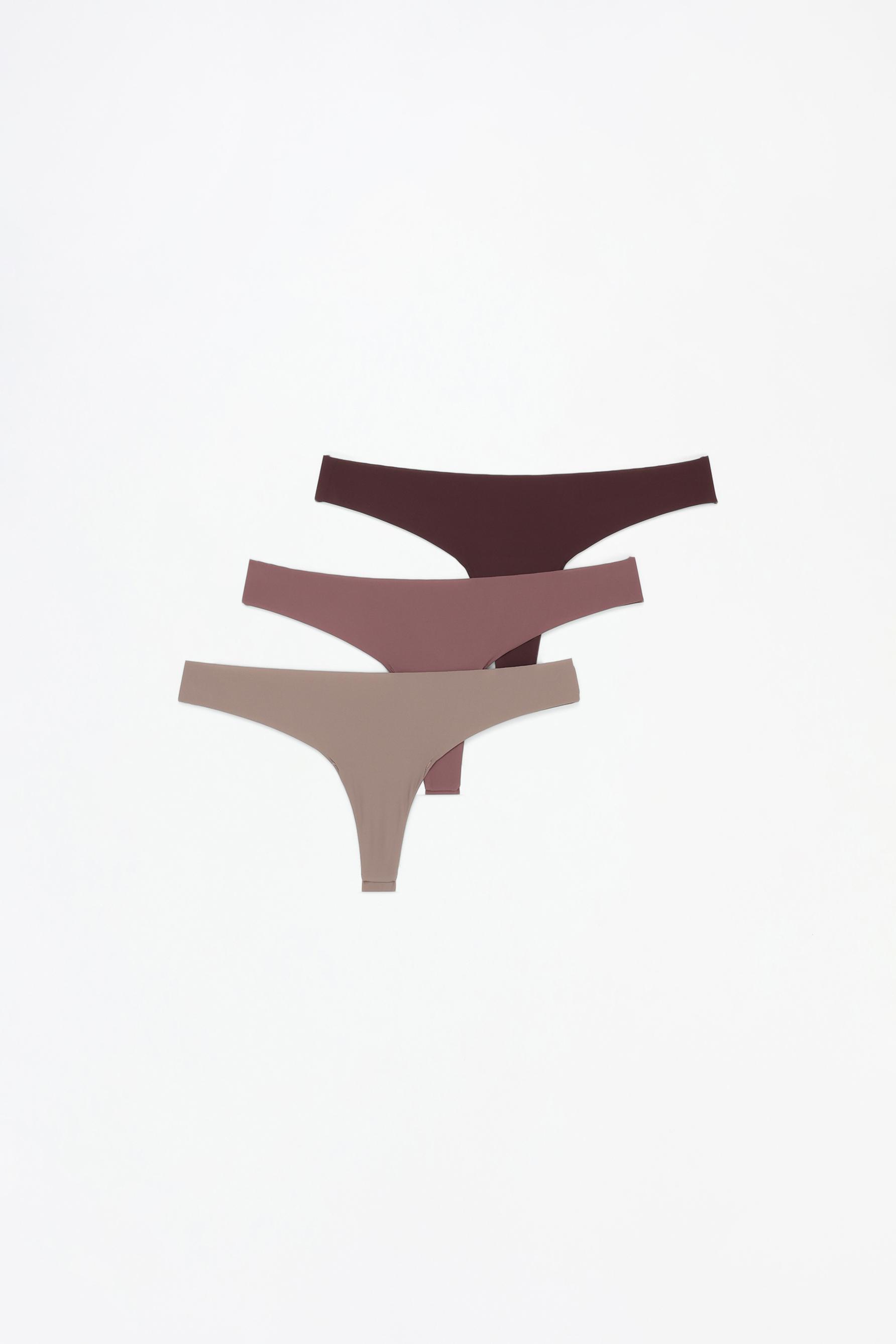 3-Pack of microfibre thongs — DARK BROWN