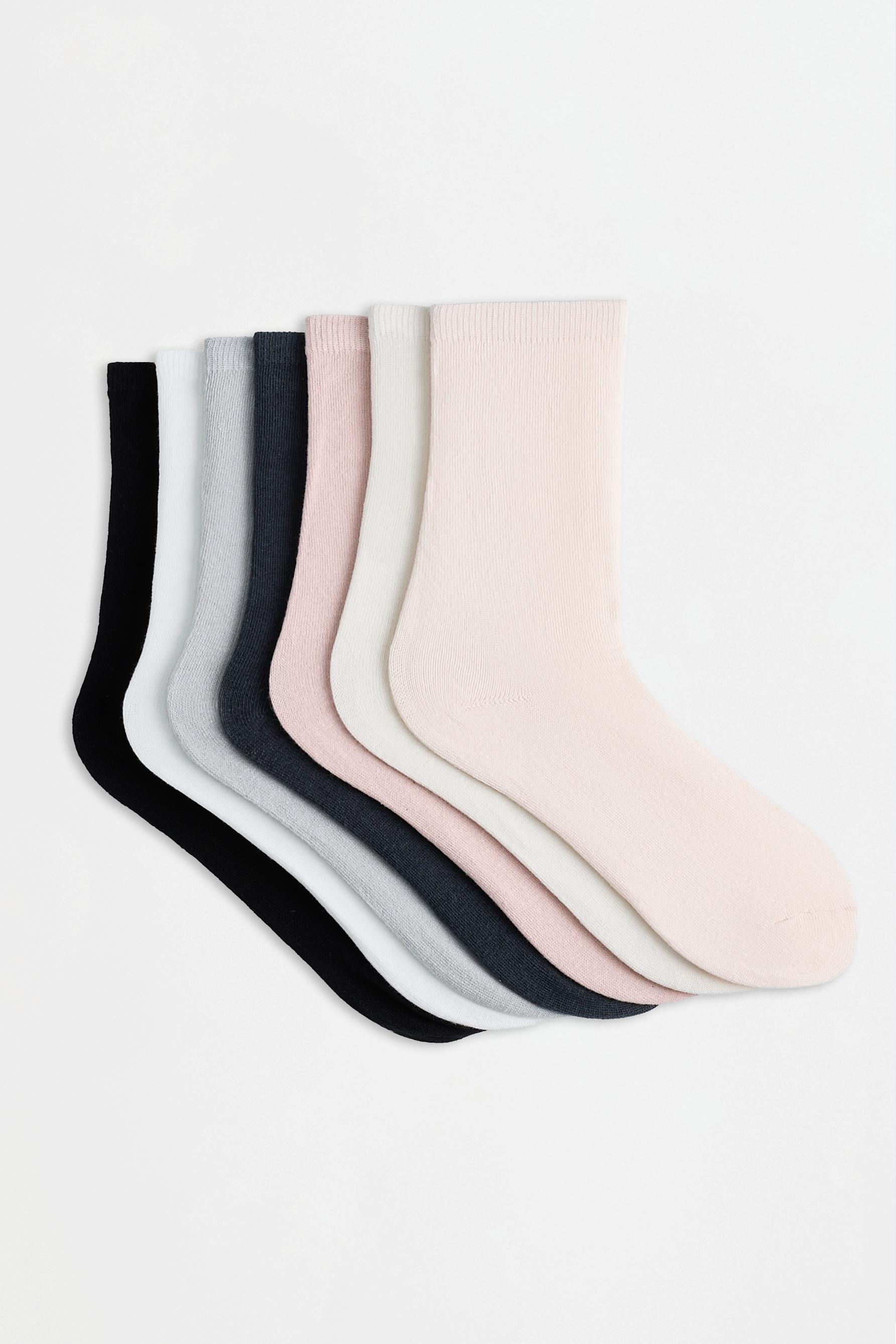 Basic Long Socks (7-Pack) — PINK/WHITE