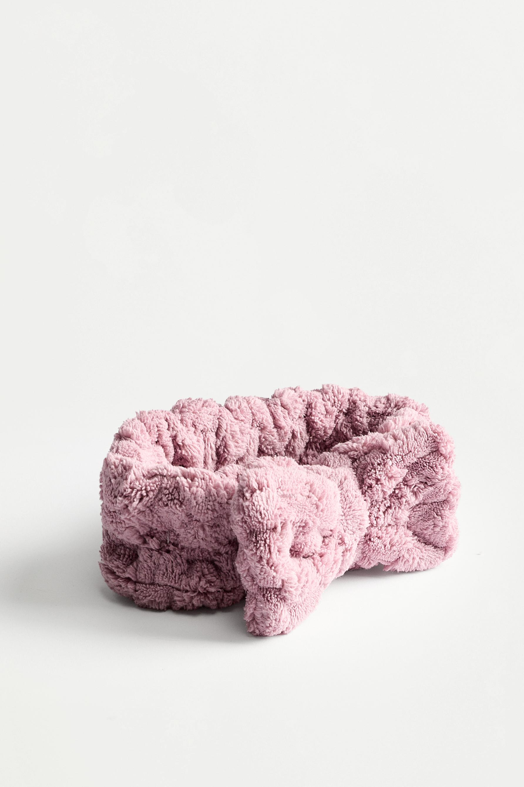 Terry bow headband — CHALK PINK