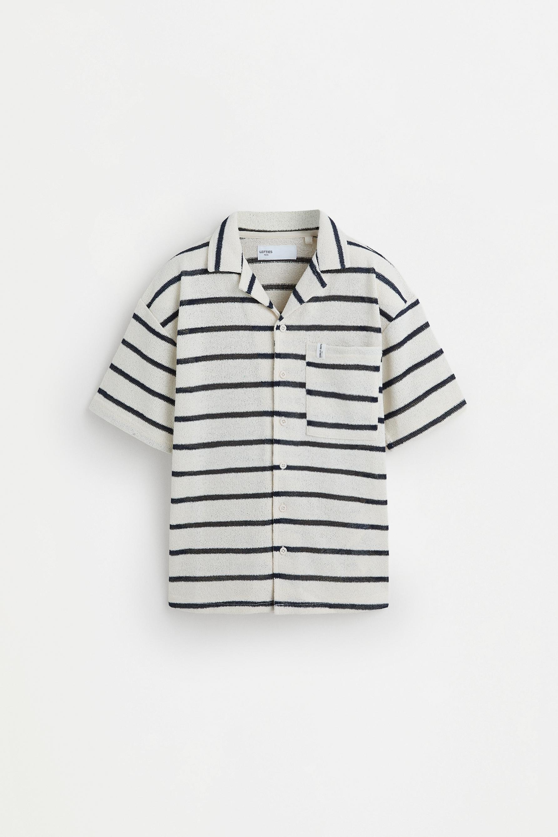 Bias cut striped shirt — ECRU