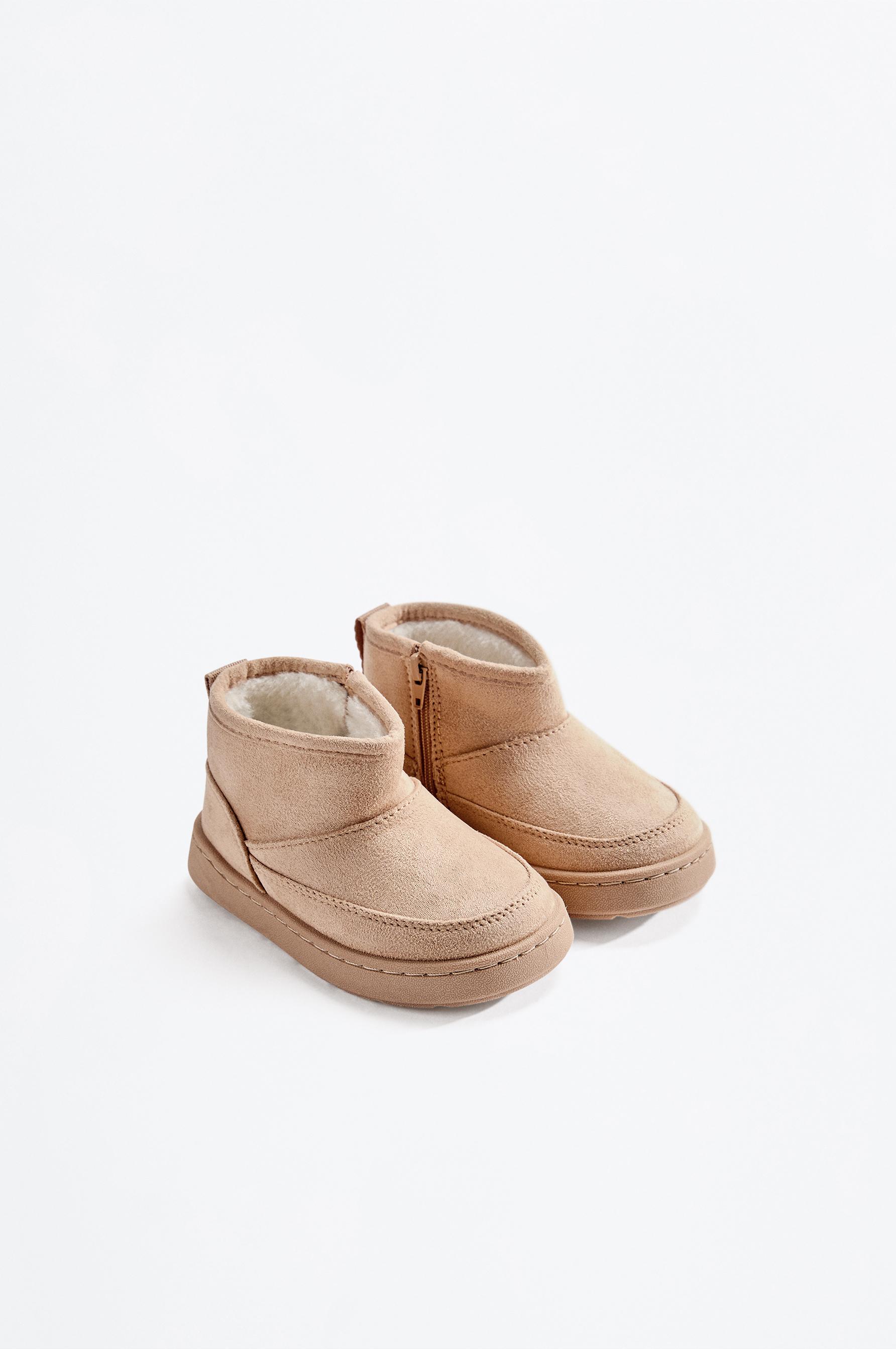 Lined faux fur boot — LEATHER