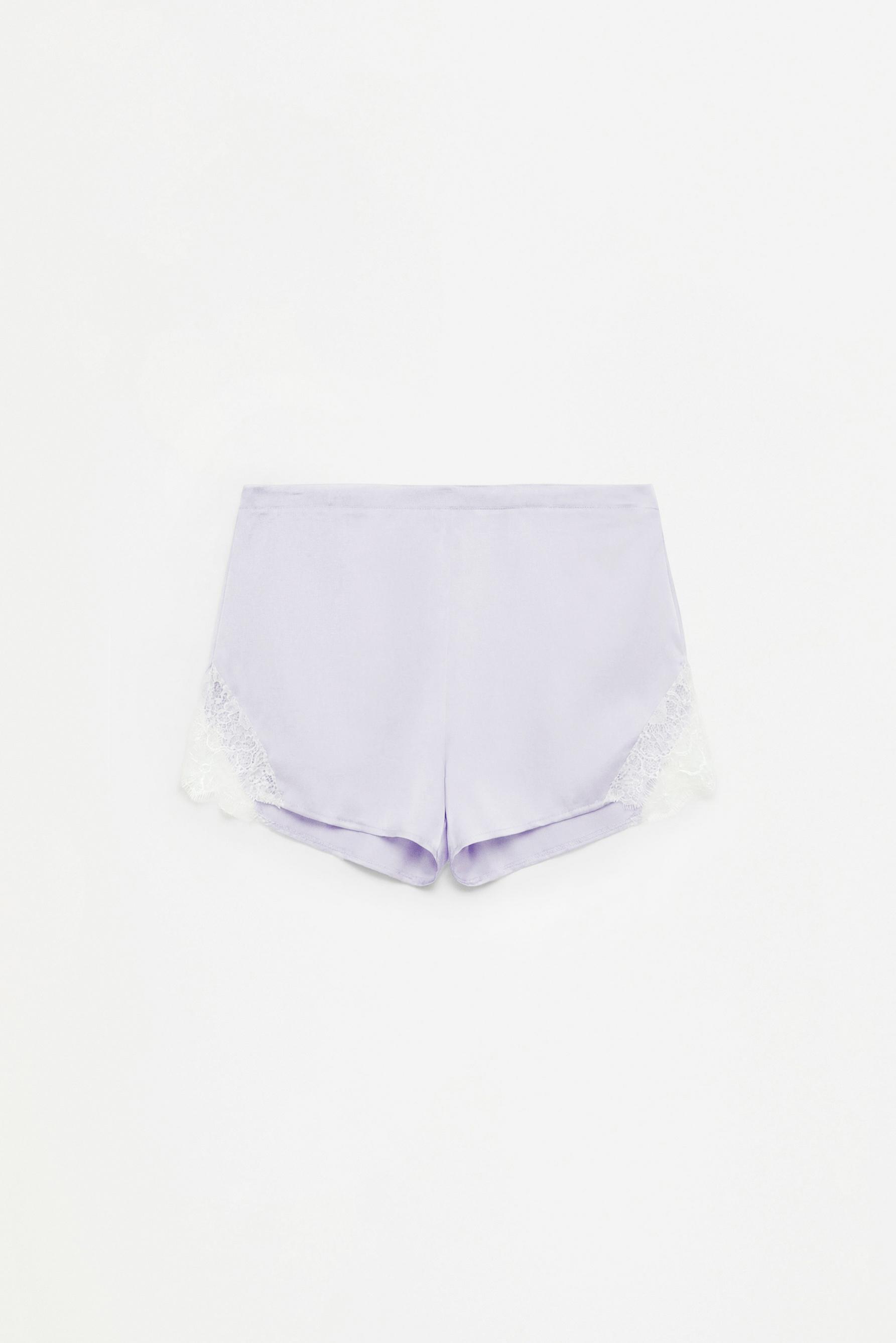 Satin lace shorts — BLUE