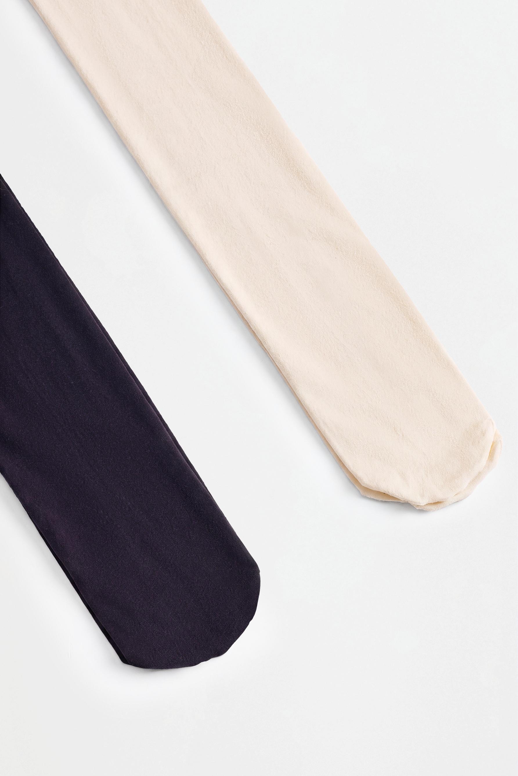 50 DEN solid-color tights (2-pack) — BLACK/ECRU