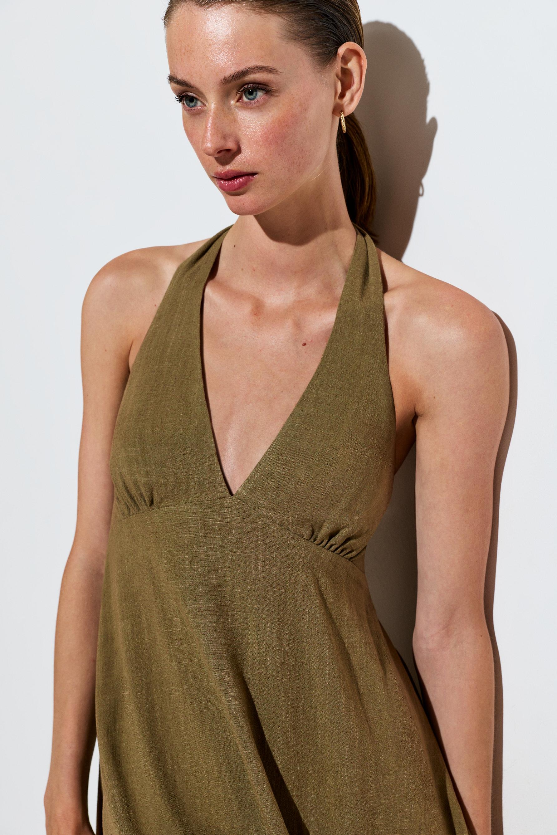 Rustic short dress — MEDIUM KHAKI