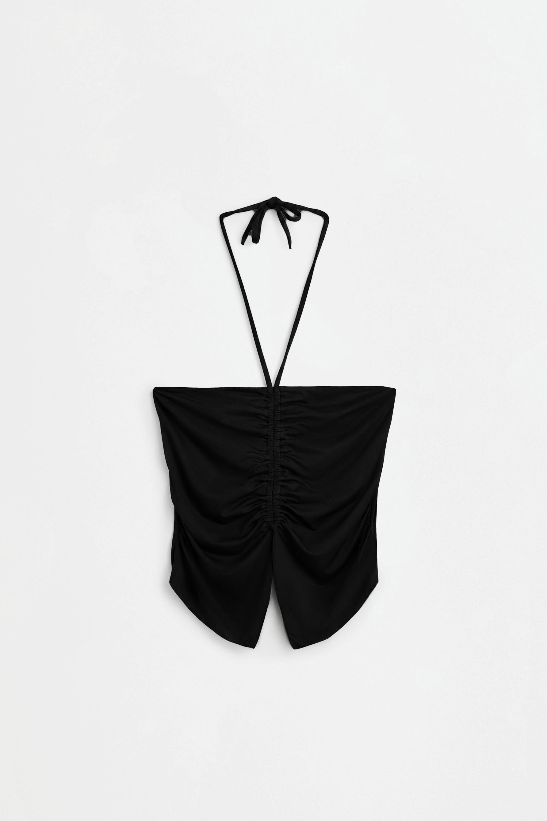 Gathered front top — BLACK