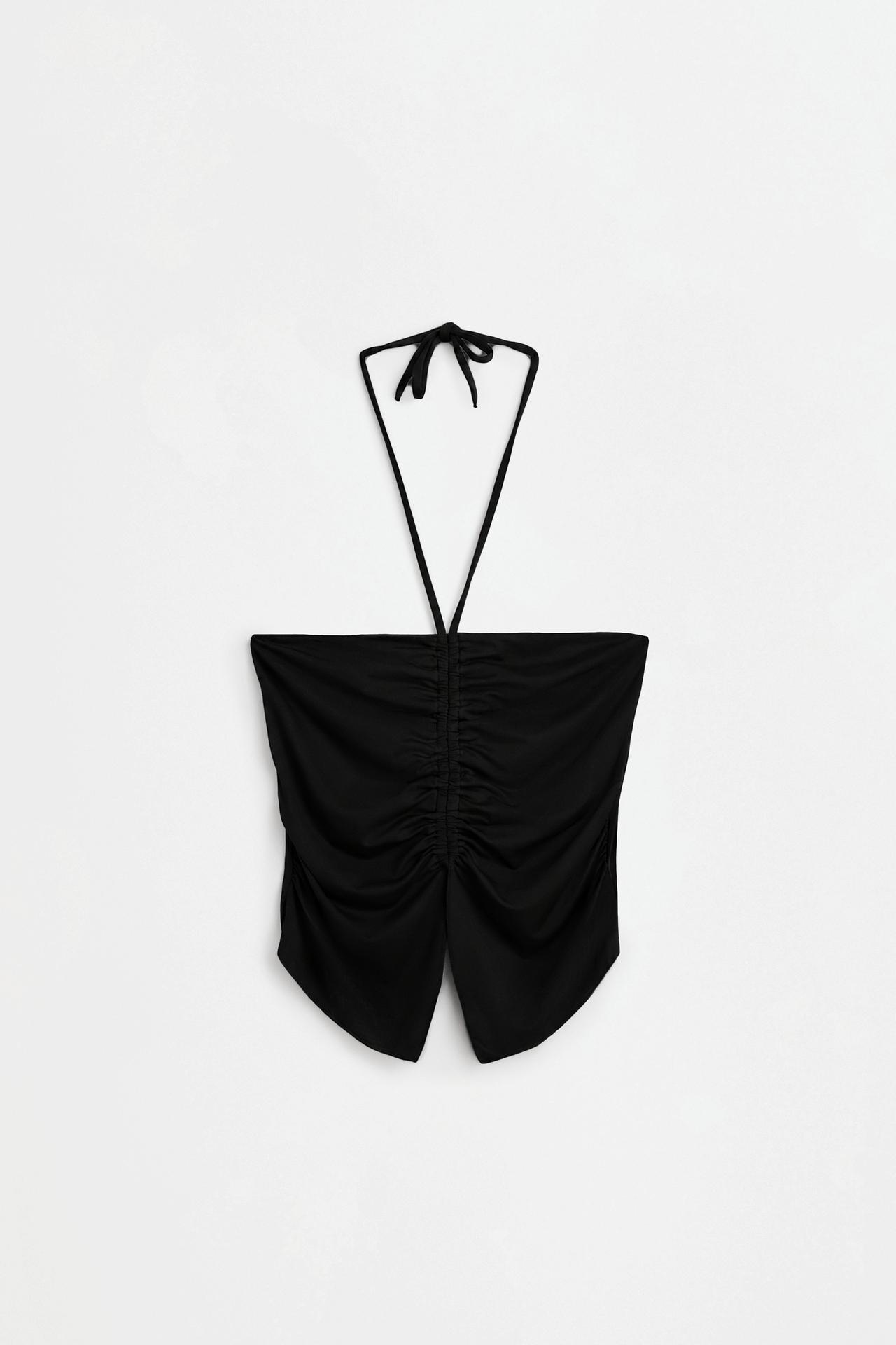 Gathered front top — BLACK