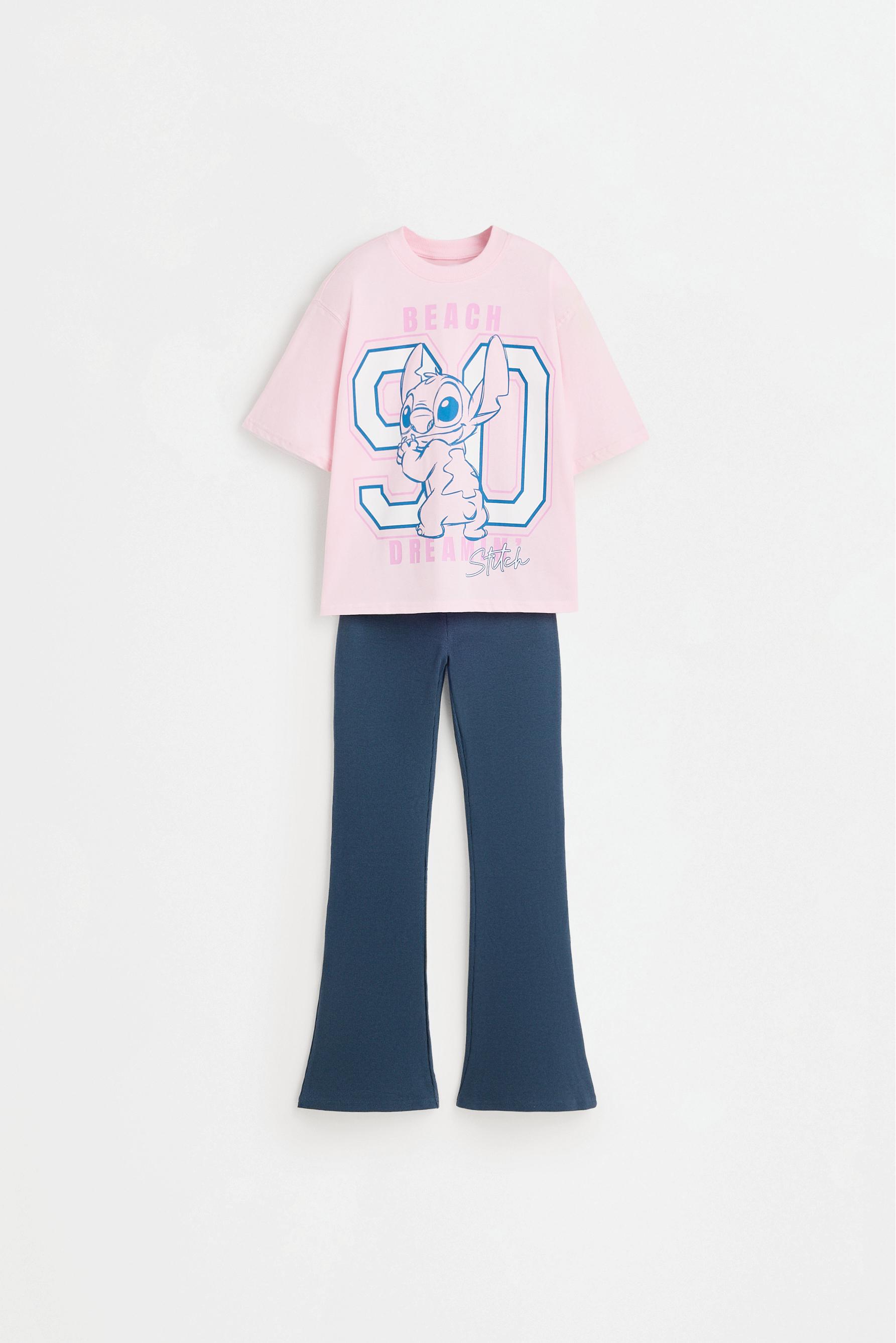 Stitch ©Disney T-shirt and flared leggings co-ord — PINK