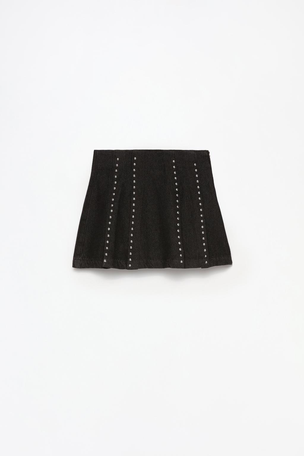 Studded denim skirt