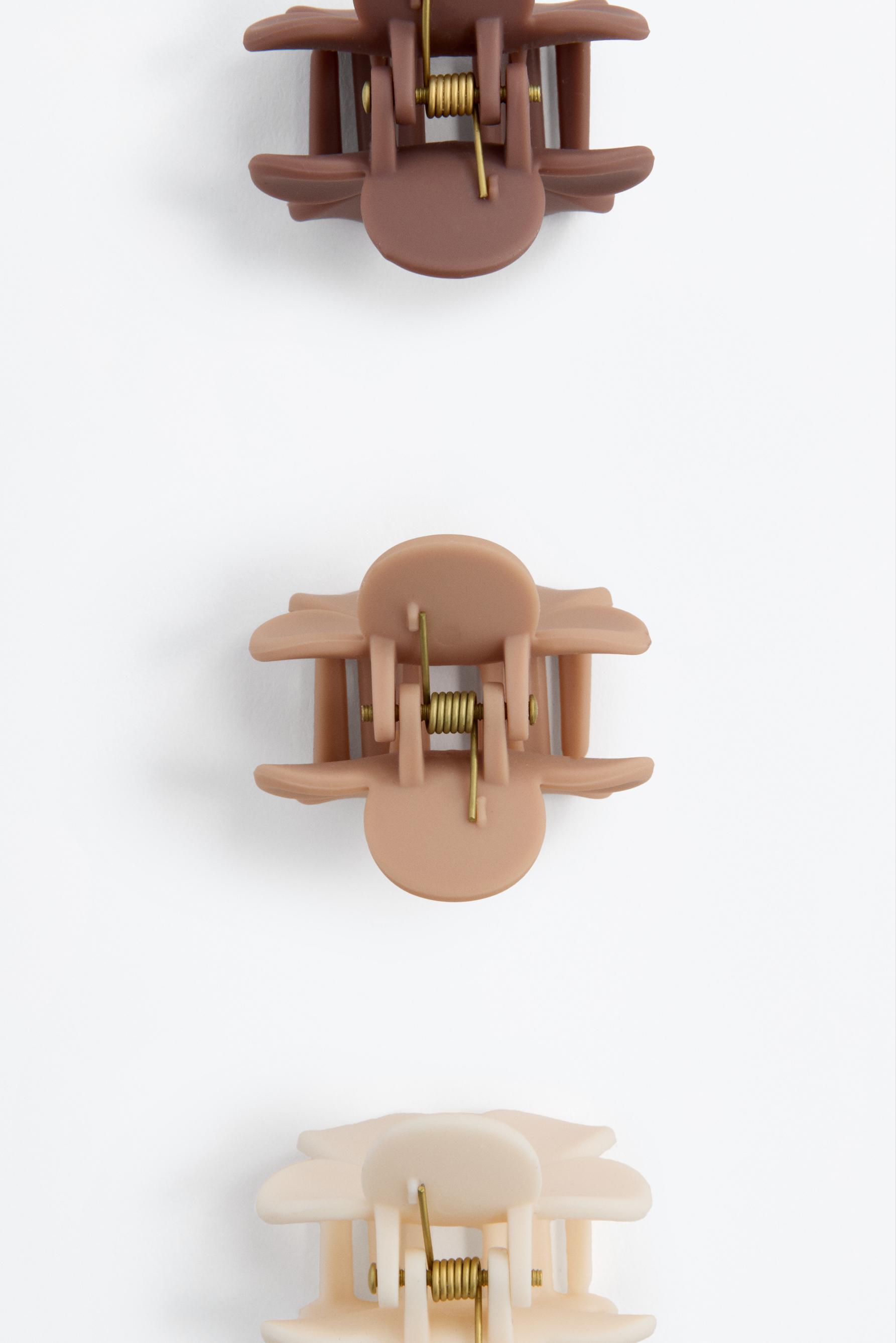 Pack of 3 flower hair clips — BROWN MARL