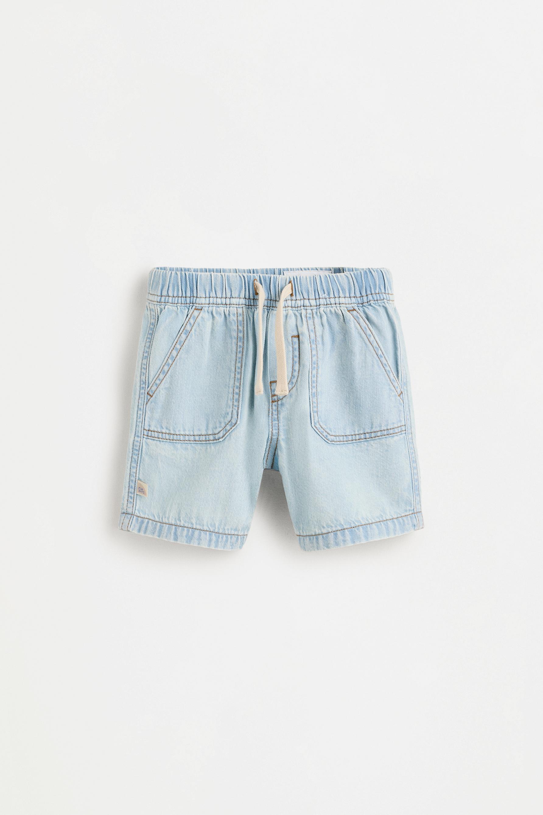 Denim jogger Bermuda shorts — PALE BLUE