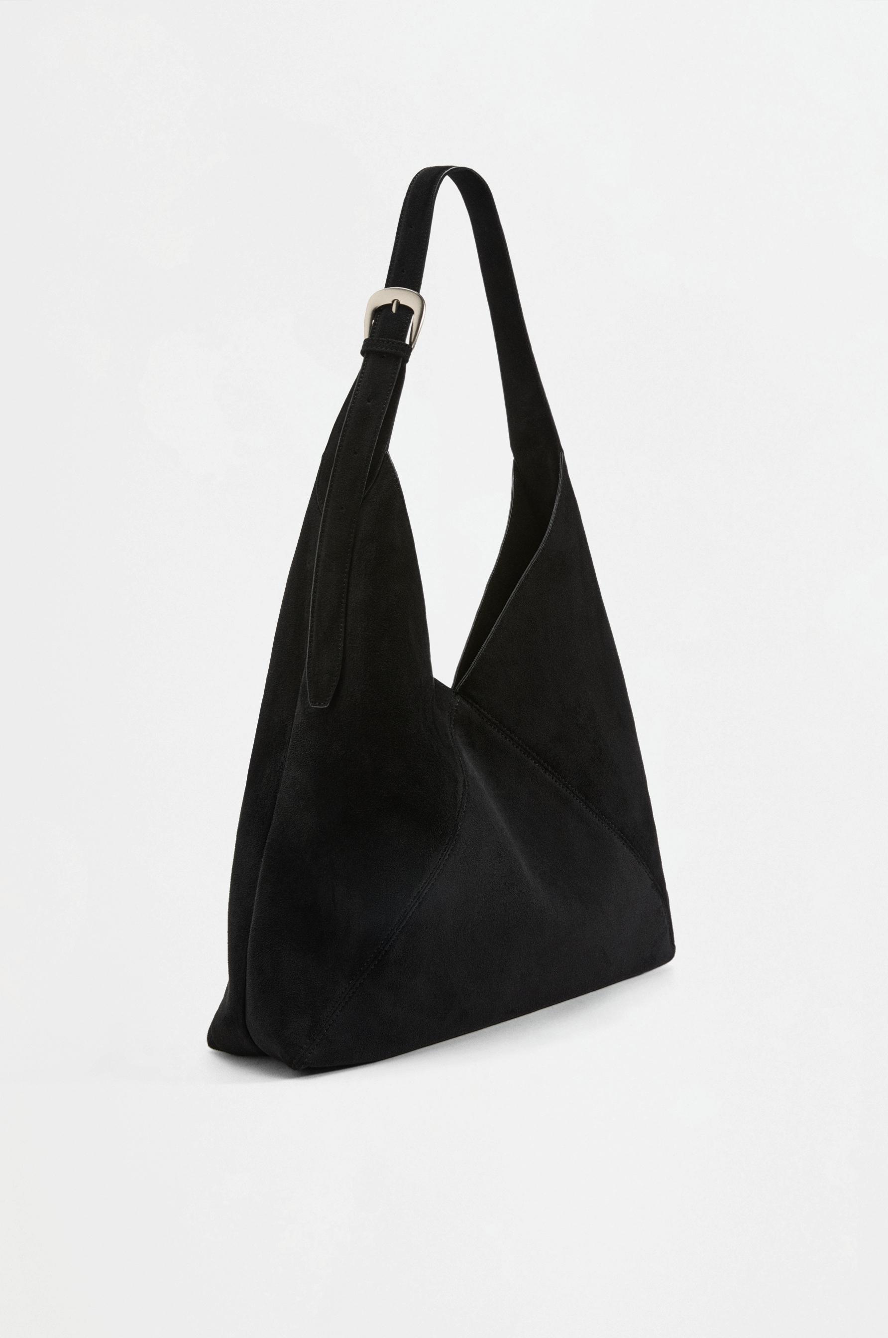 Faux suede shopper bag — BLACK