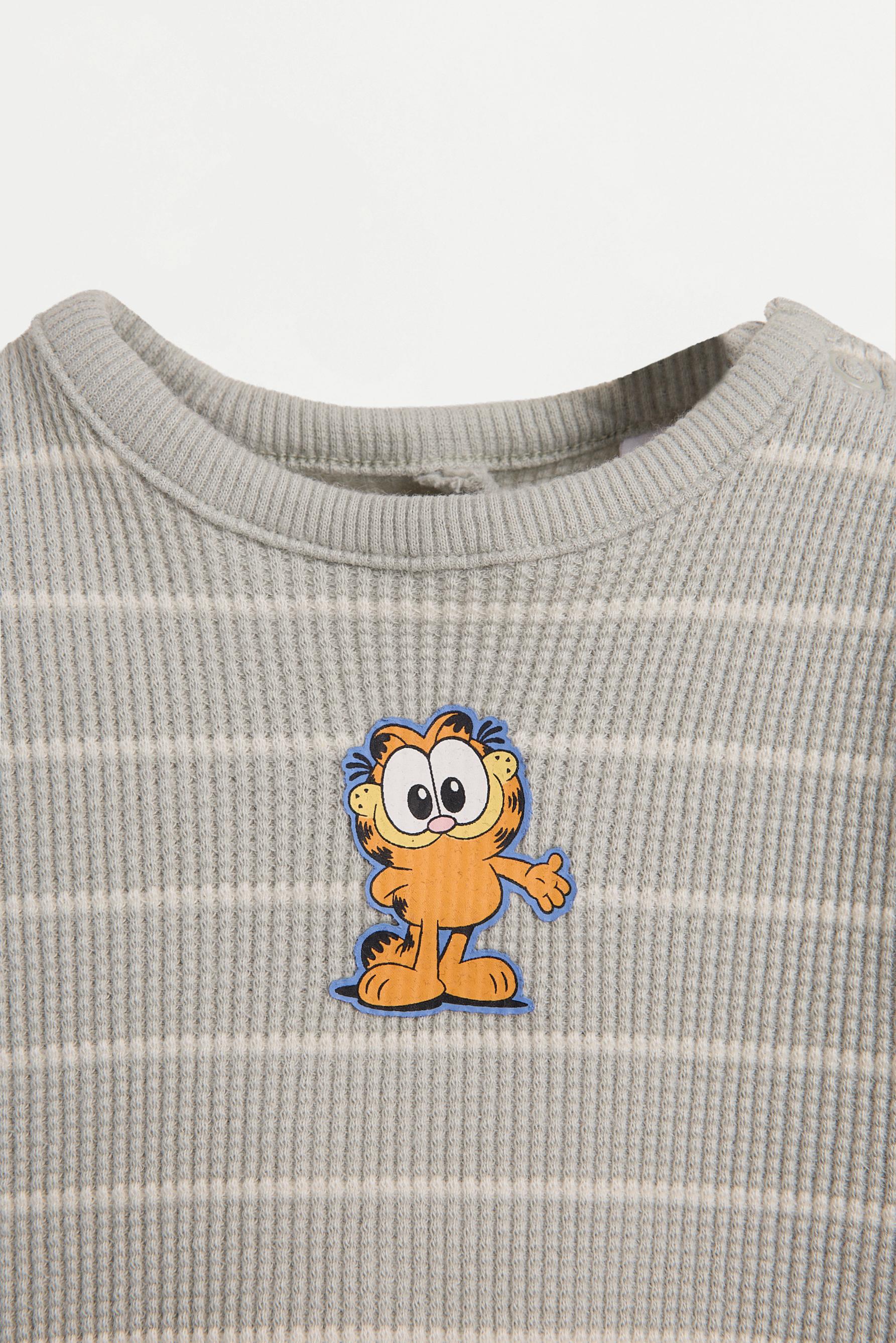 Garfield ©Nickelodeon waffle-knit T-shirt and shorts co-ord — GREY