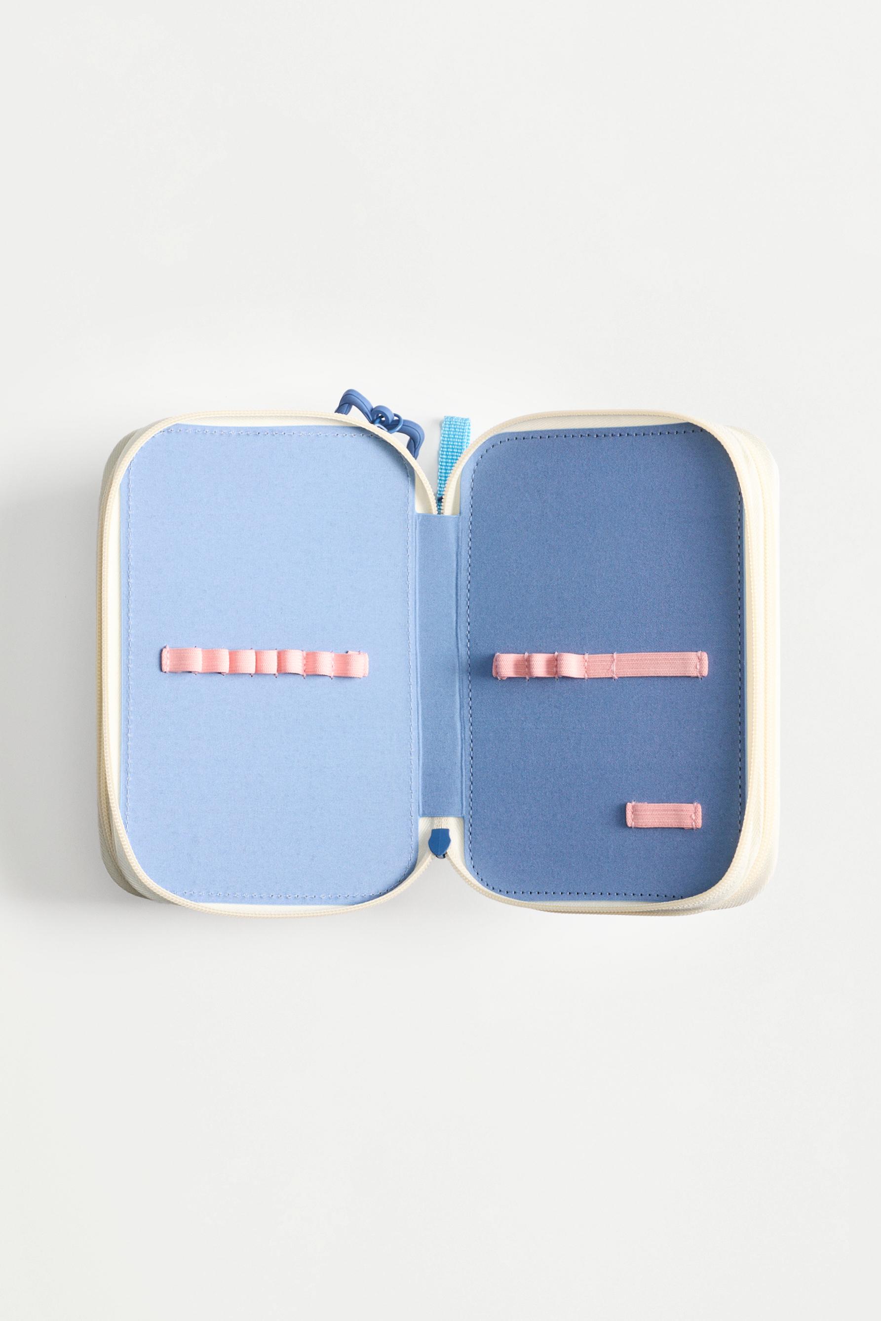Three-compartment cherry pencil case — PASTEL PINK