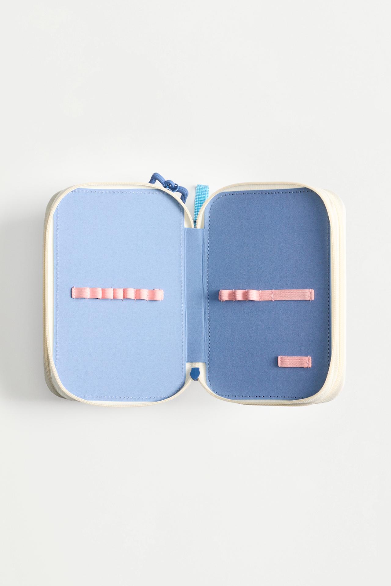 Three-compartment cherry pencil case — PASTEL PINK