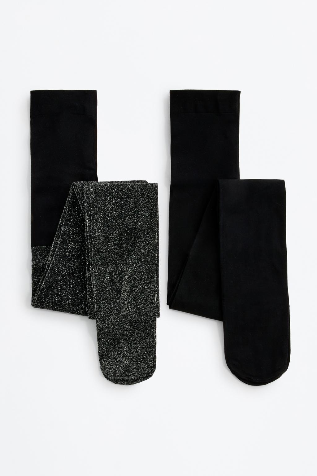 2-pack of contrast shimmery tights