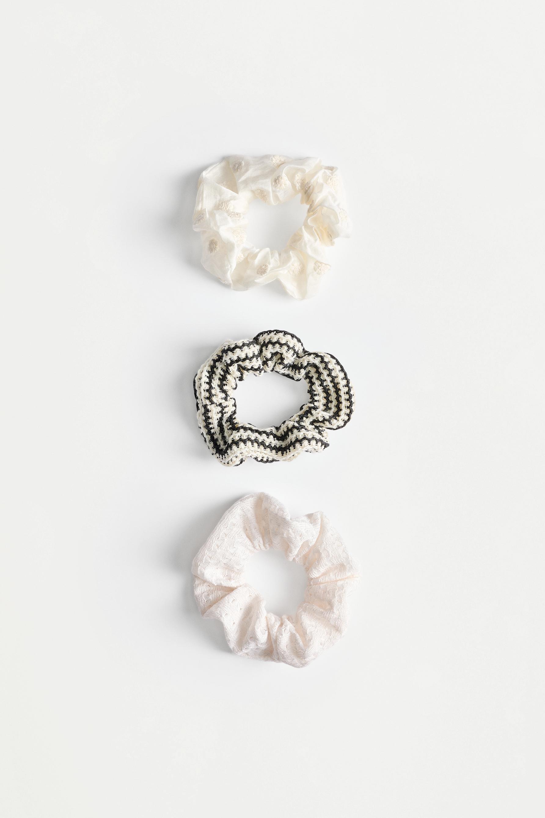 Assorted scrunchies (Pack of 3) — ECRU