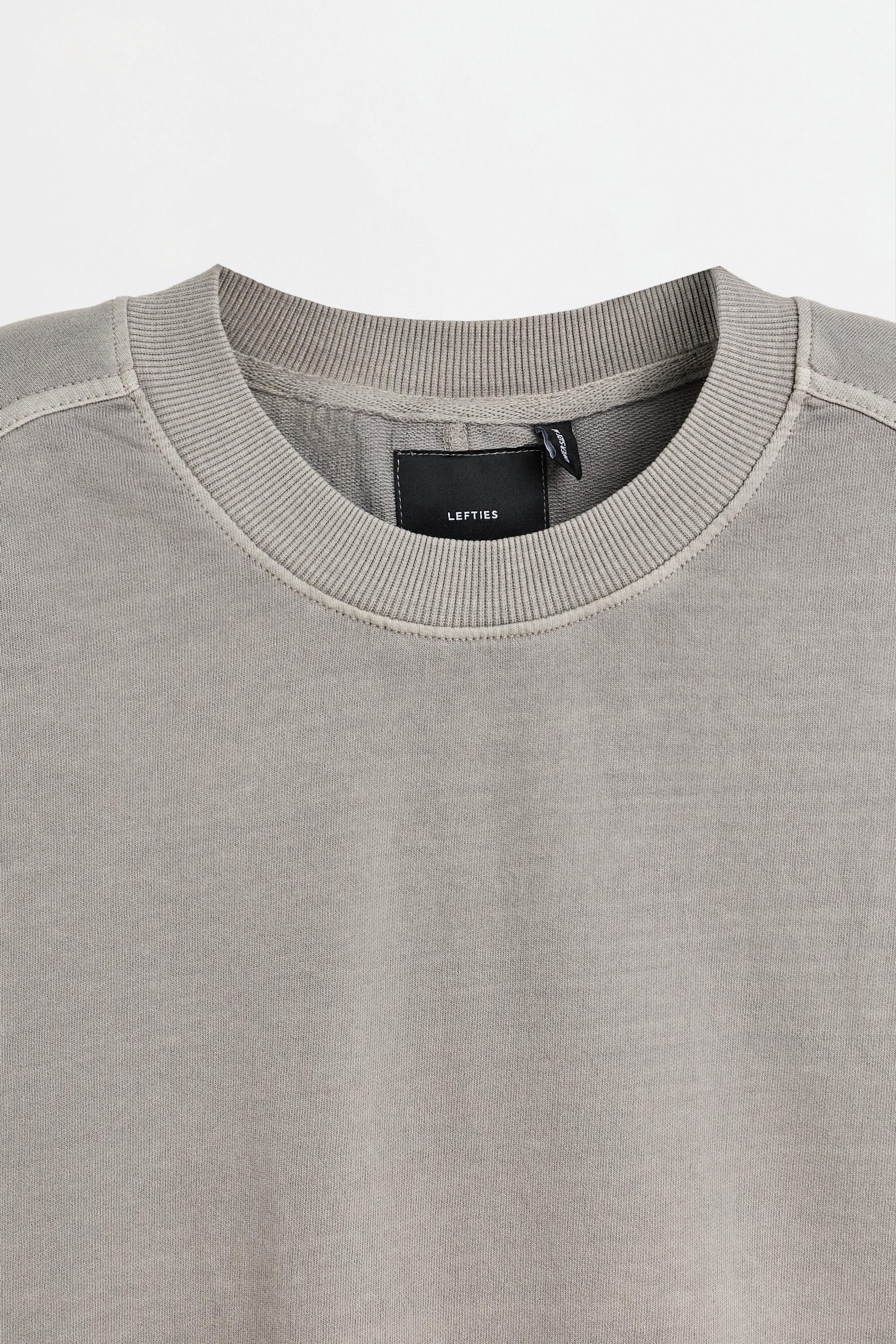 Faded-effect short sleeve sweatshirt — MEDIUM GREY