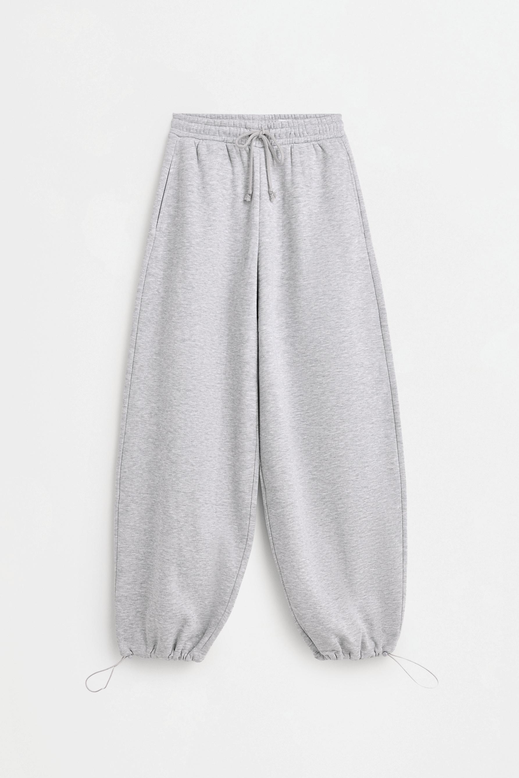 Barrel-leg plush trousers — GREY MARL